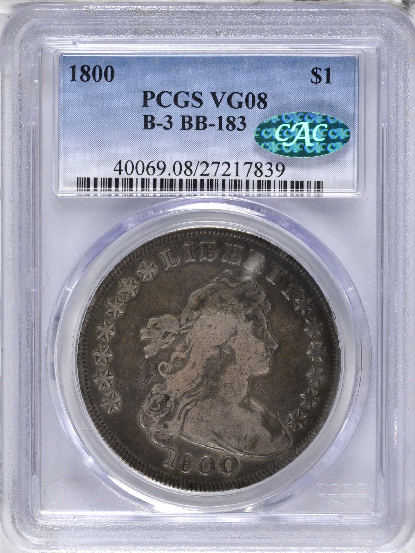 1800 $1  B-3, BB-183 AG3 thumbnail 3