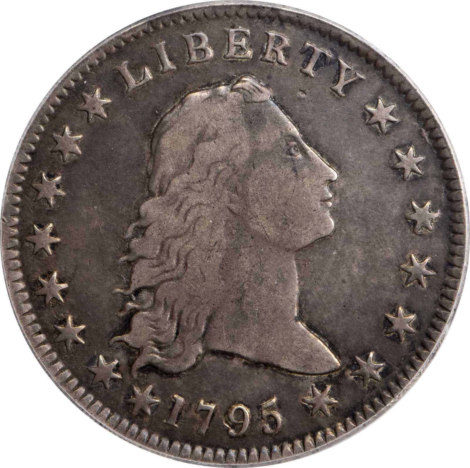 1795 Flowing Hair Silver Dollar. BB-14, B-4. Rarity-3. Two Leaves. VF-20 (PCGS).