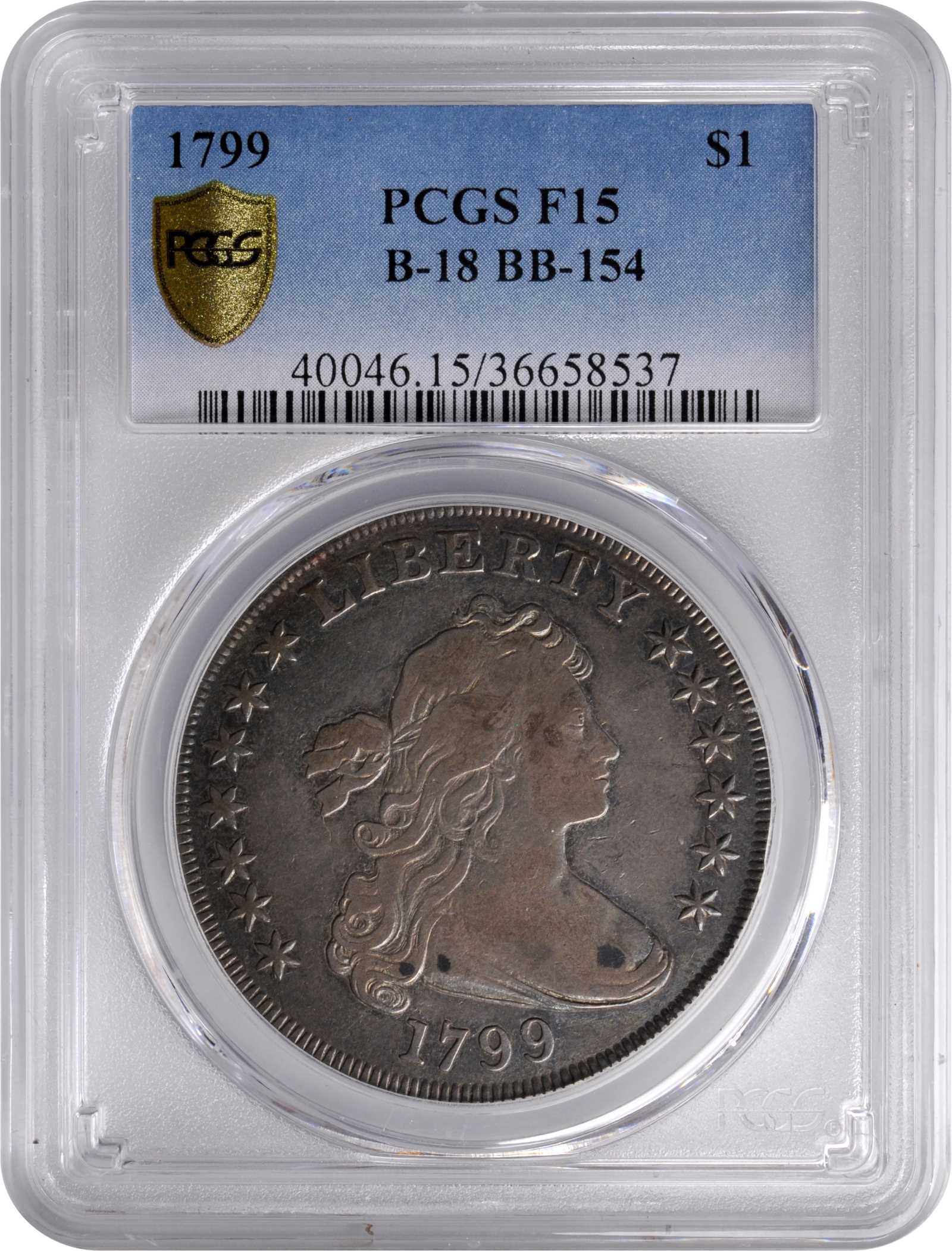 1799 $1  7x6 Stars, B-18, BB-154 AG3 thumbnail 3