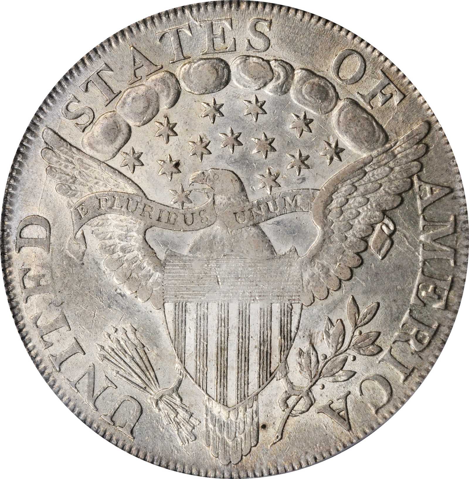 1798 $1  Large Eagle, Pointed 9, 4 Berries, B-8, BB-125 AU55 CAC thumbnail 2