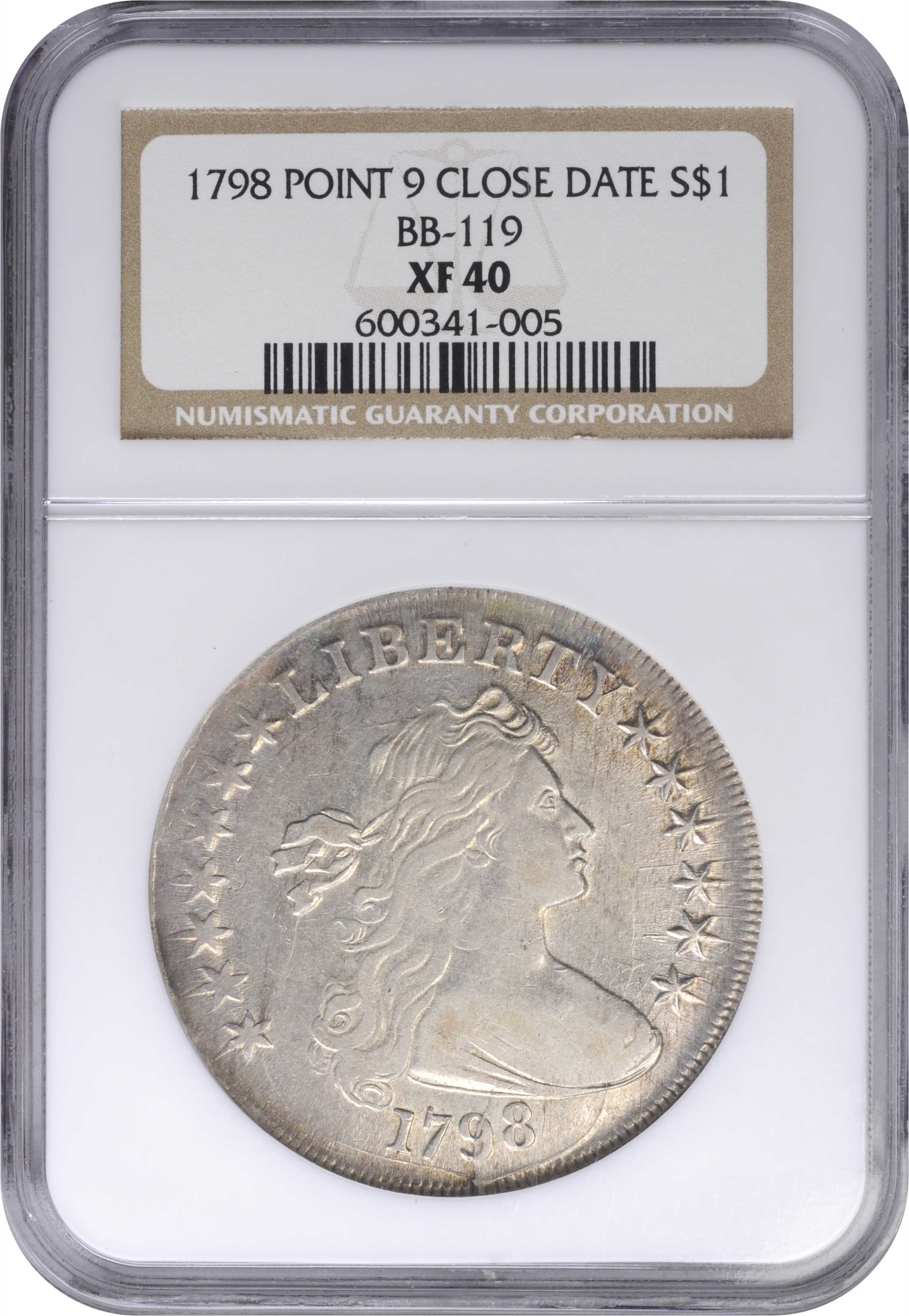 1798 $1  Large Eagle, Pointed 9, Close Date, B-29, BB-119 AU58 thumbnail 19
