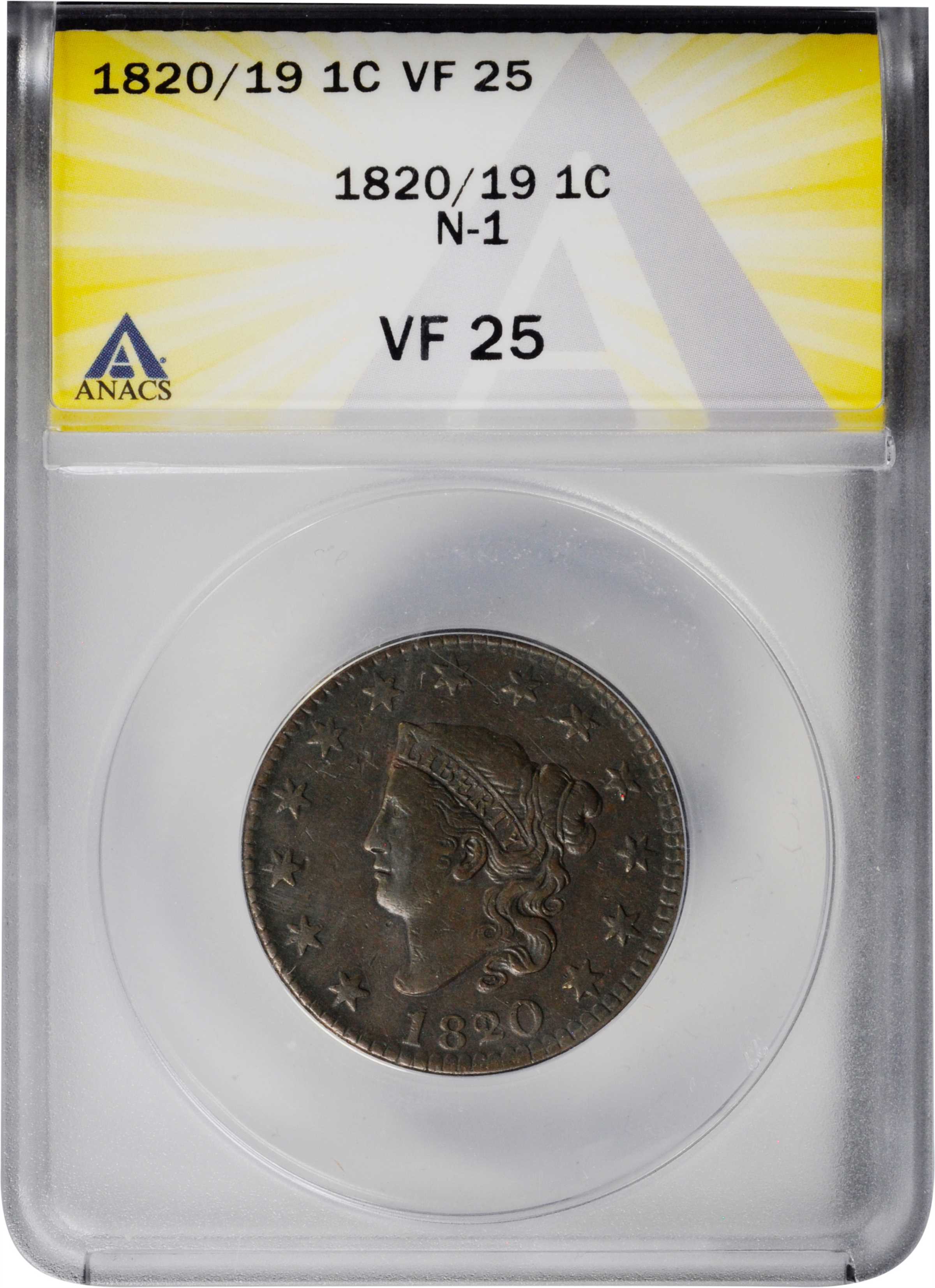1820/19 1c N-1 MS BN AG3 BN CAC thumbnail 3