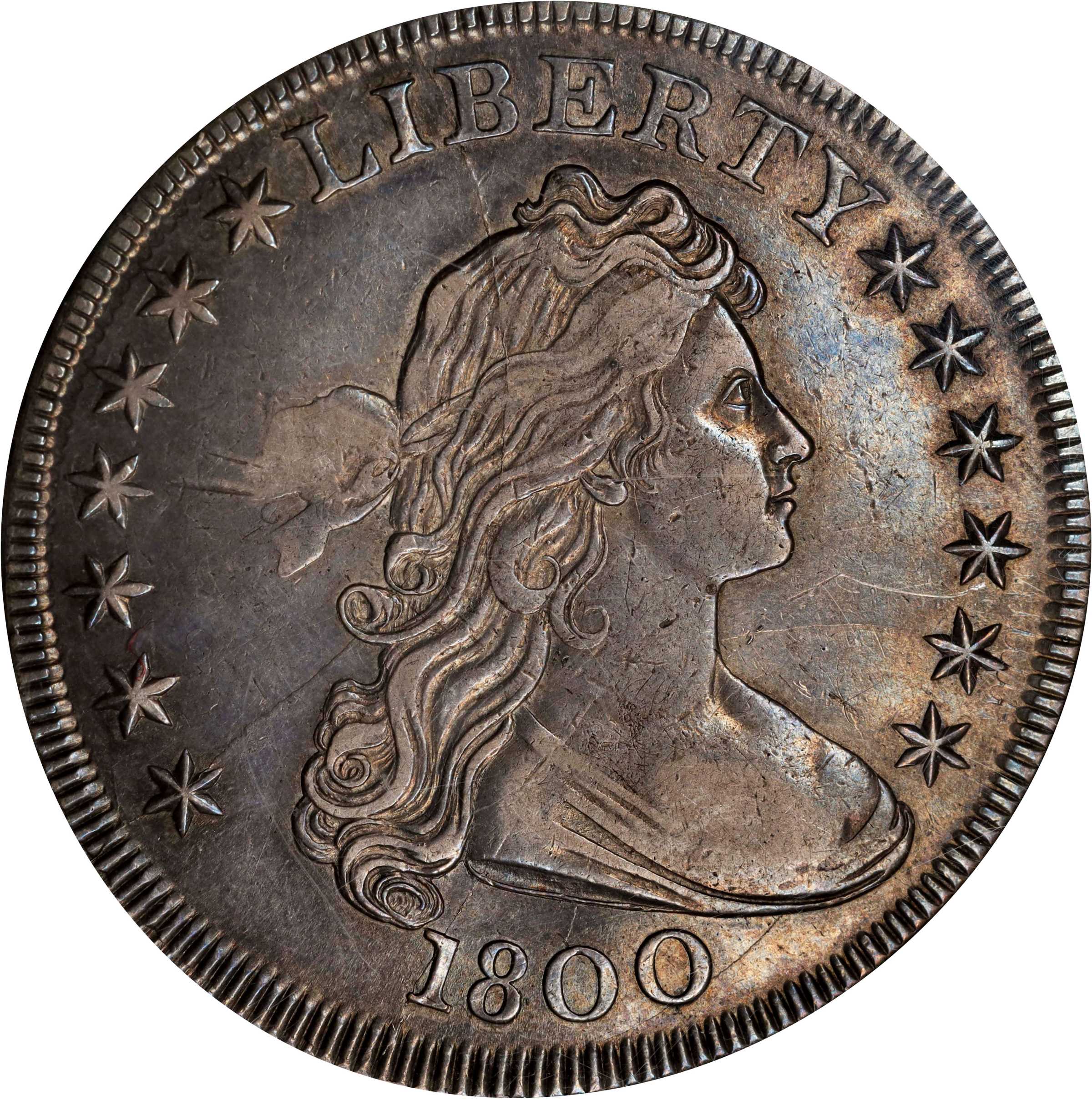 1800 Draped Bust Silver Dollar. BB-186, B-4a. Rarity-4. EF-45 (ANACS). OH.