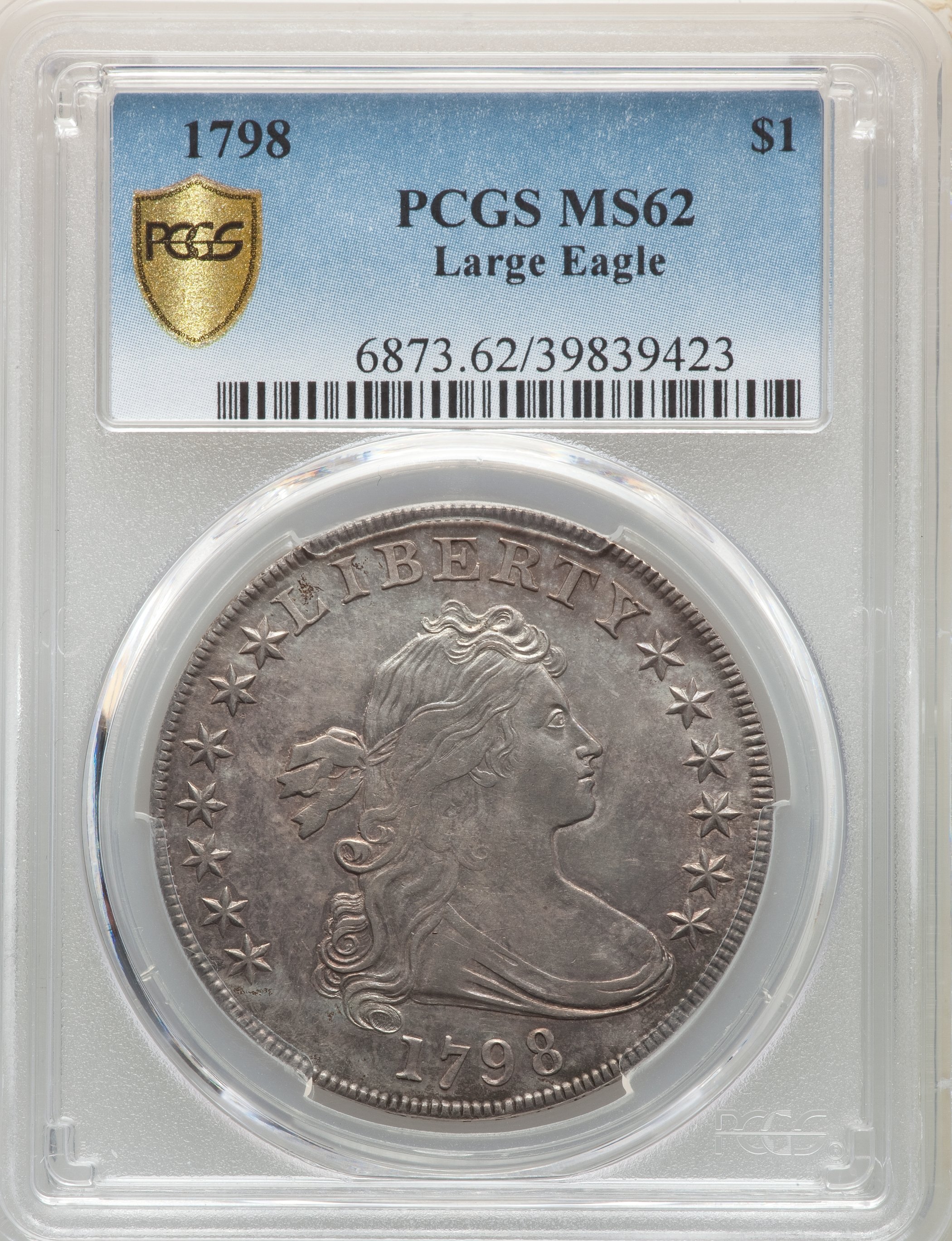 1798 $1  Large Eagle, Pointed 9, Wide Date, B-15, BB-112 MS63 thumbnail 3