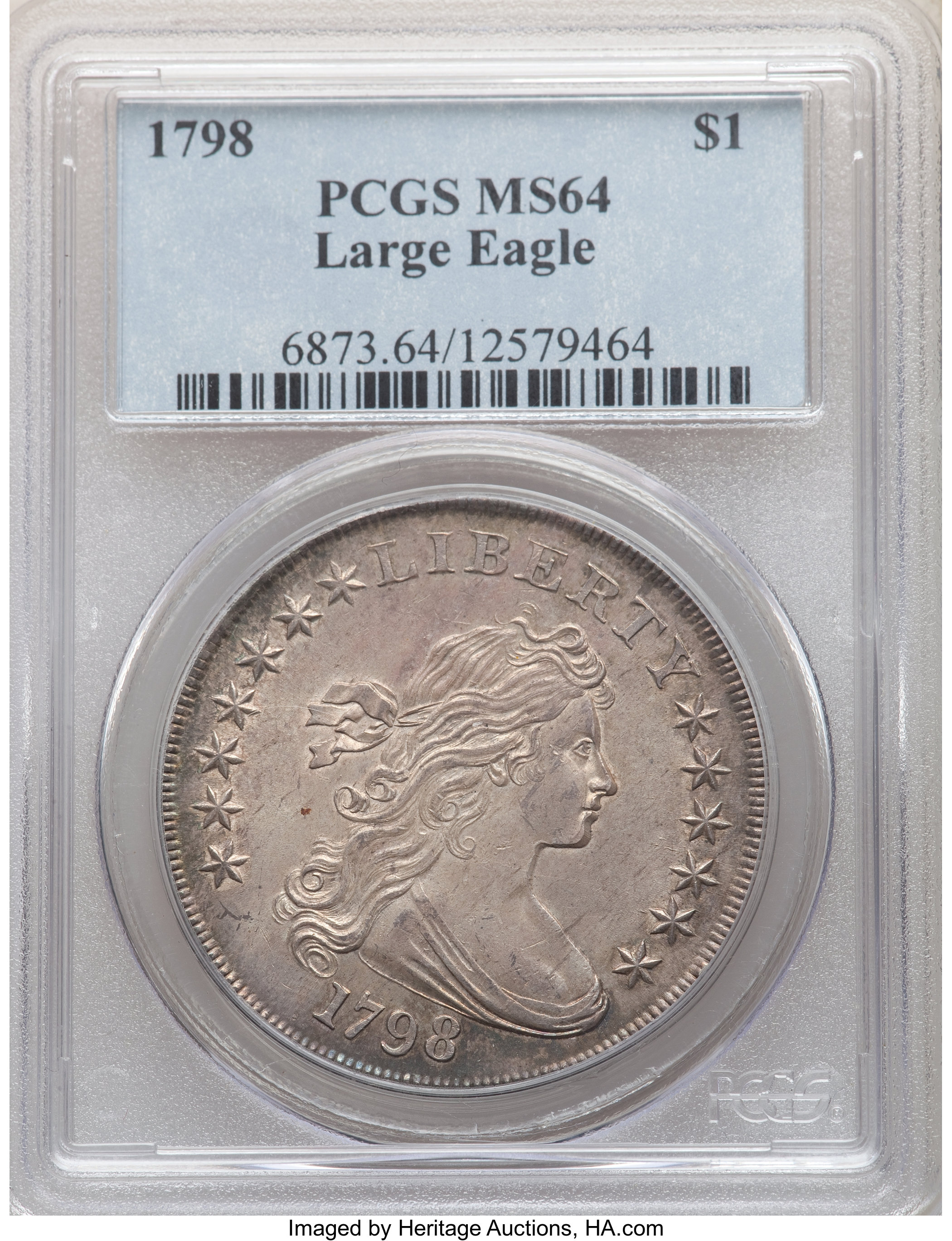 1798 $1  Large Eagle, Pointed 9, Close Date, B-27, BB-113 MS64 thumbnail 3
