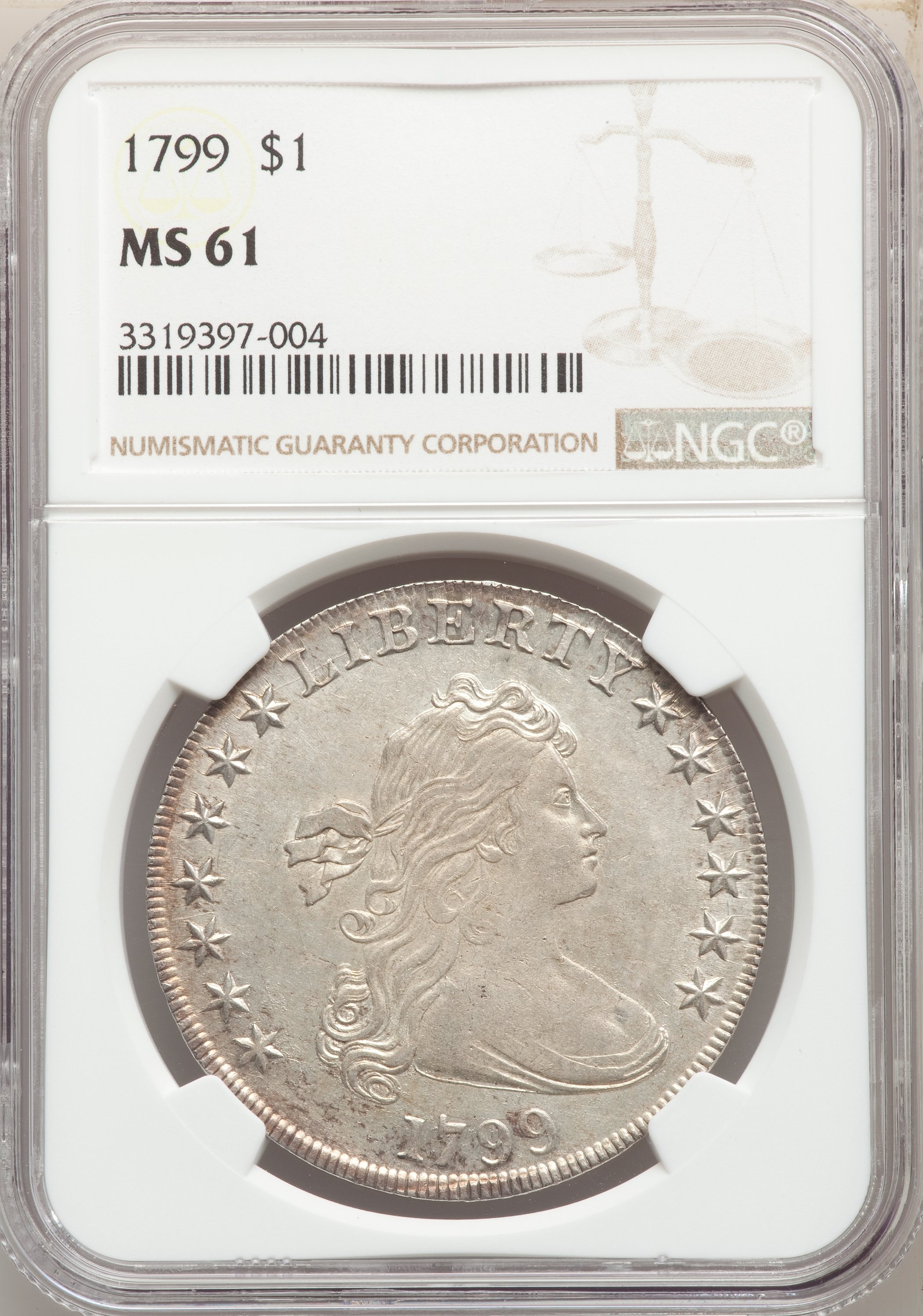 1799 $1  7x6 Stars, B-8, BB-165 AU58 thumbnail 4