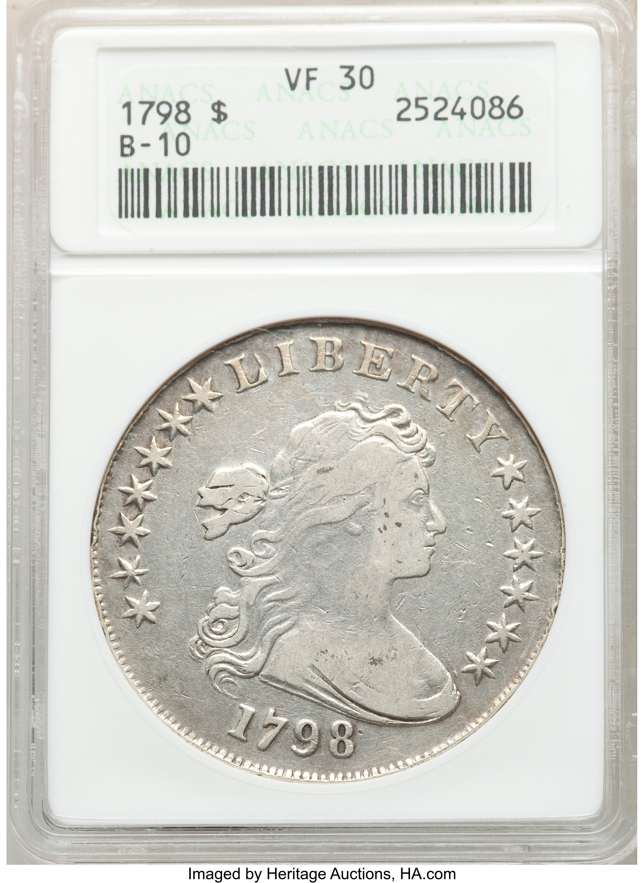 1798 $1  Large Eagle, Pointed 9, 5 Berries, B-10, BB-109 AG3 CAC thumbnail 13