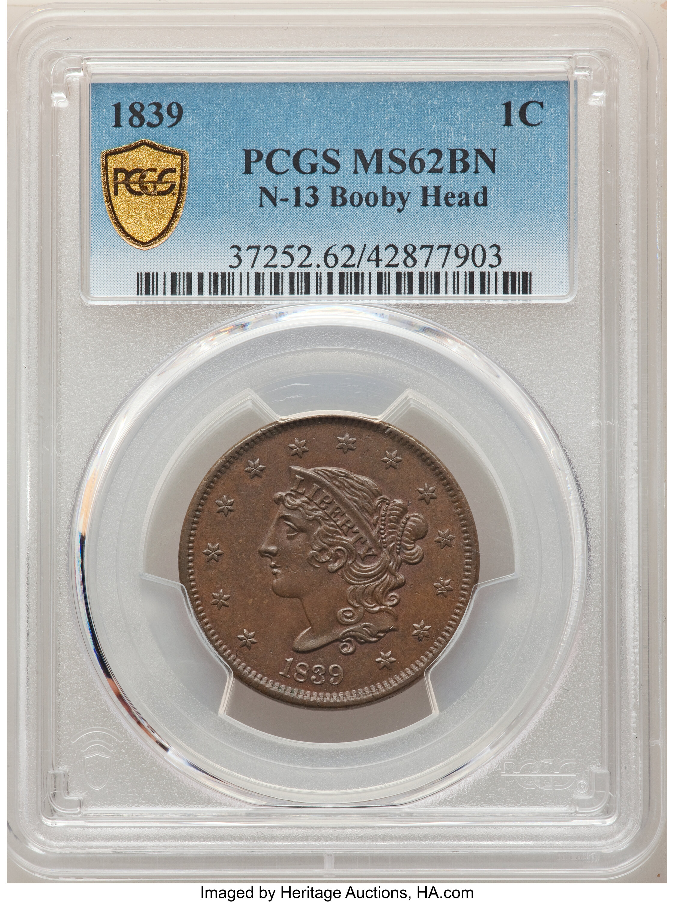 1839 1c Booby Head, N-13 MS BN AU58 BN thumbnail 5