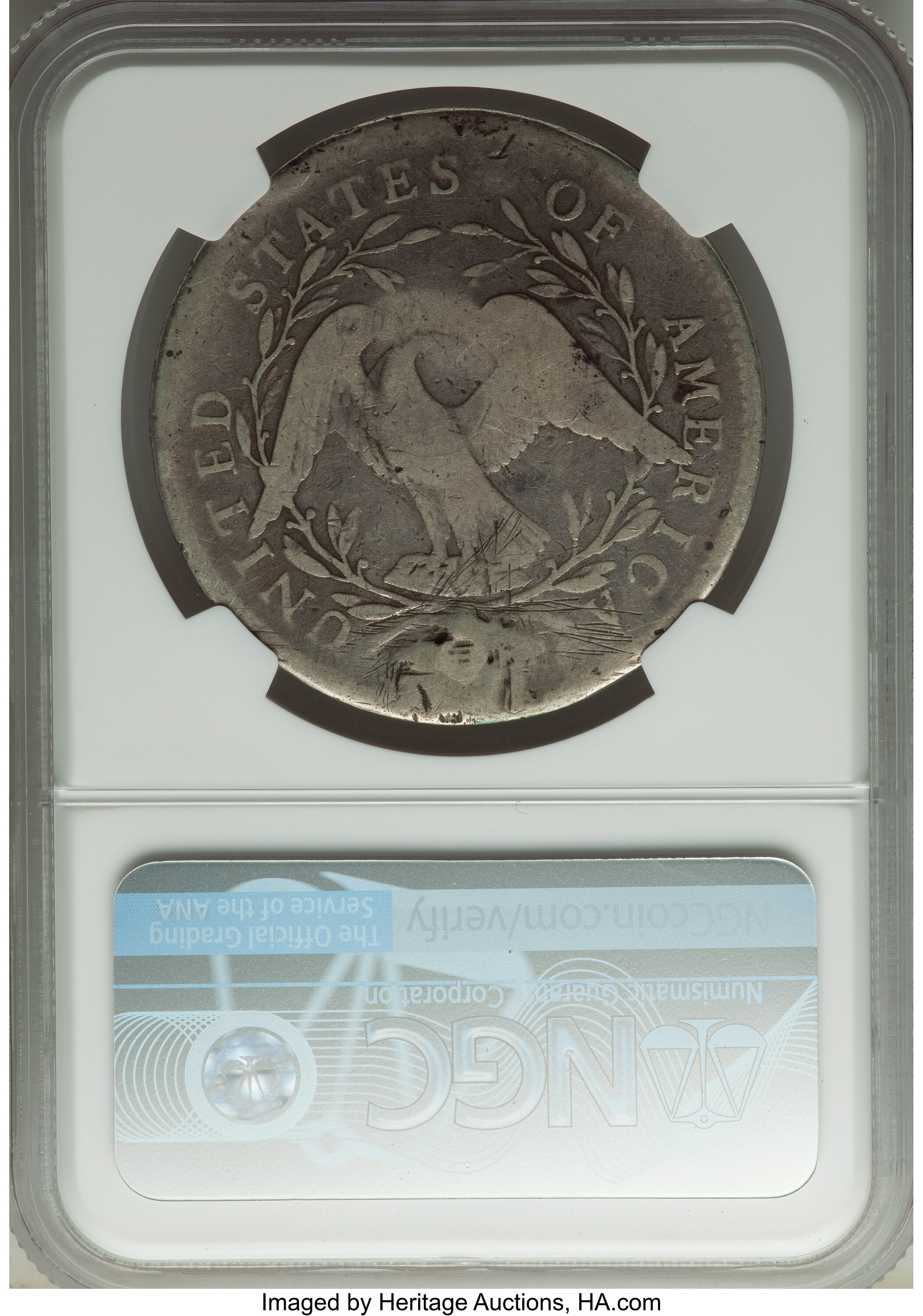 1795 $1  Flowing Hair, 2 Leaves, B-4, BB-14 AG2 thumbnail 3