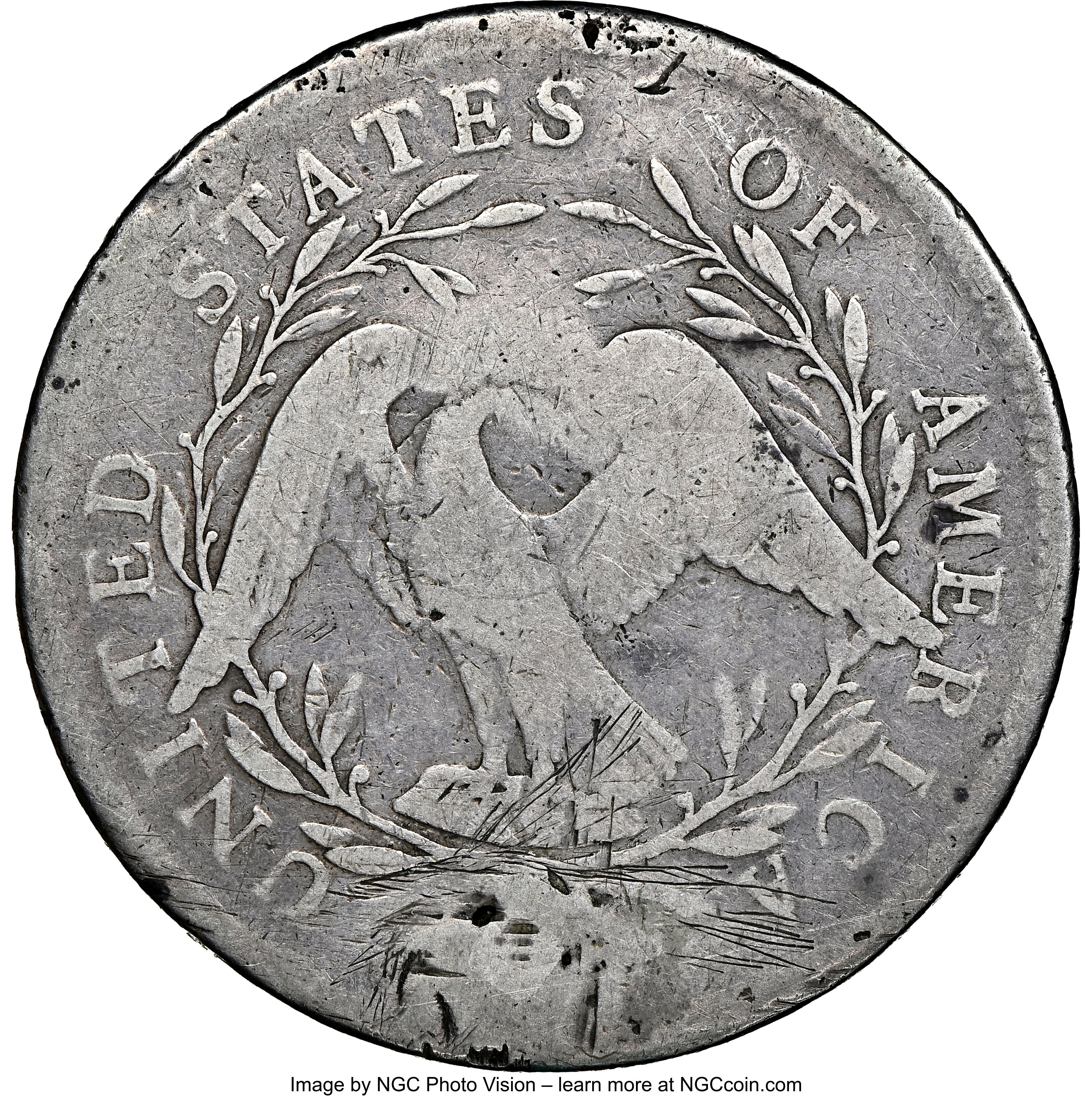 1795 $1  Flowing Hair, 2 Leaves, B-4, BB-14 AG2 thumbnail 4