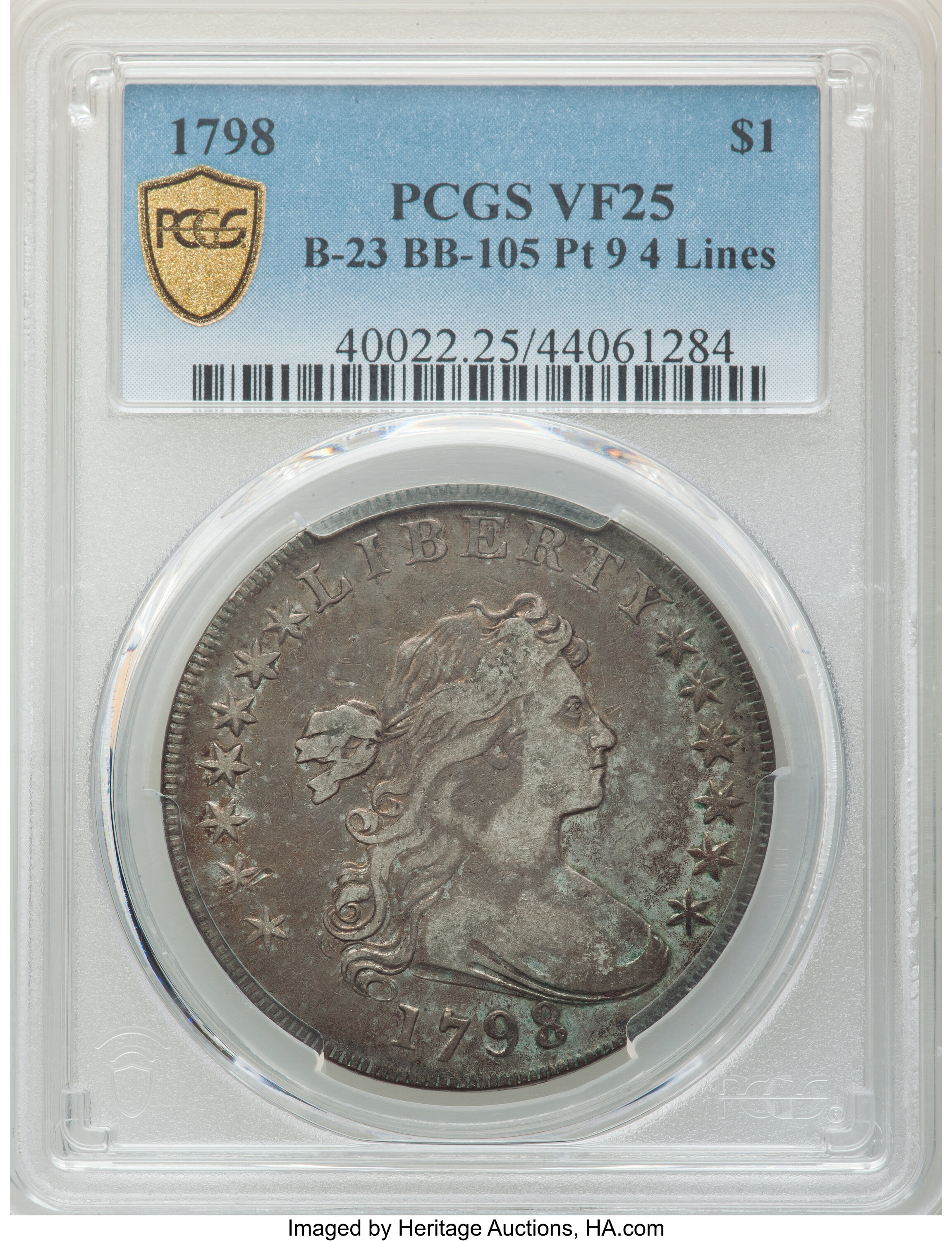 1798 $1  Large Eagle, Pointed 9, Wide Date, B-23, BB-105 VF25 thumbnail 4