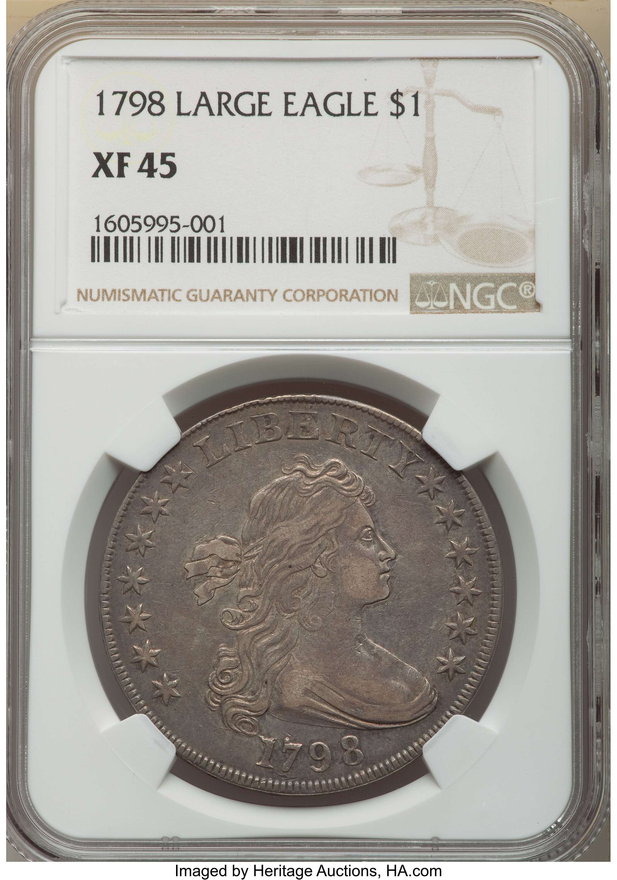 1798 $1  Large Eagle, Pointed 9, Wide Date, B-16, BB-110 MS60 thumbnail 14