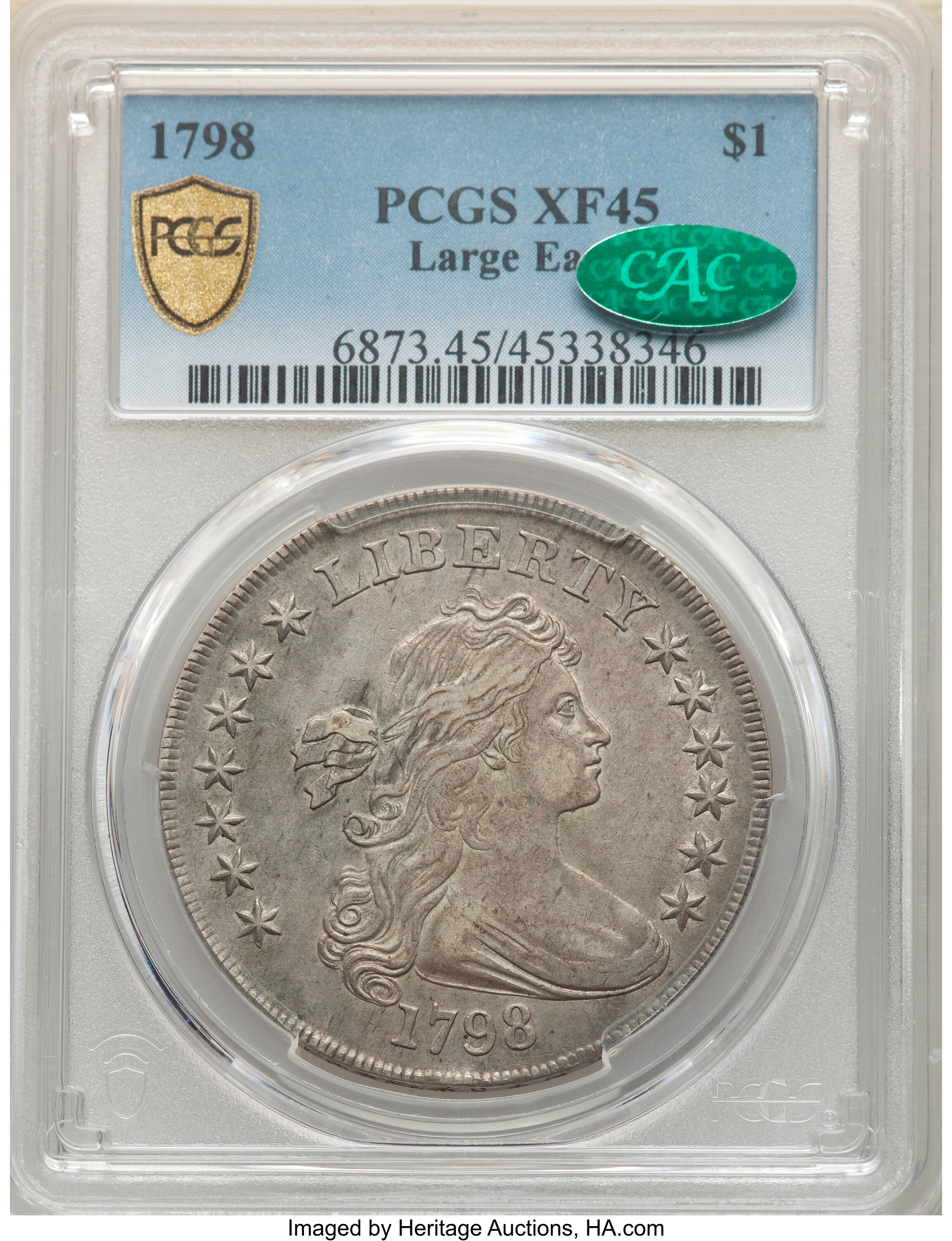 1798 $1  Large Eagle, Pointed 9, Close Date, B-25, BB-123 AU58 thumbnail 24