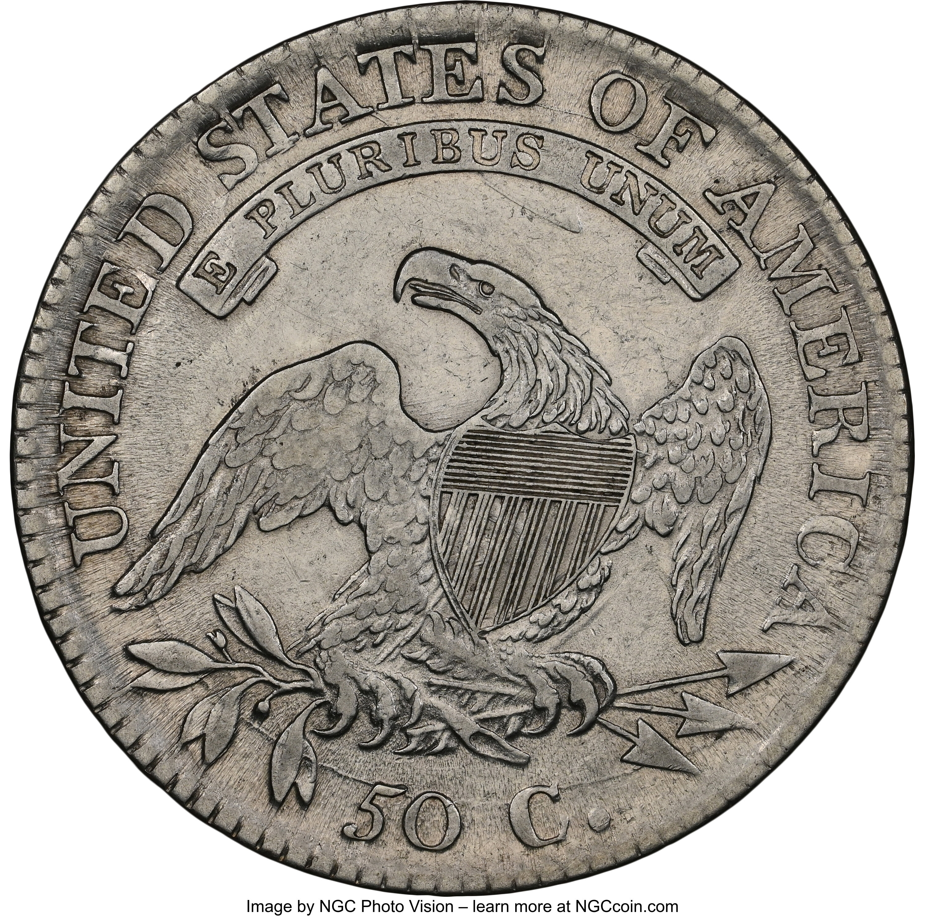 1811 50c Small 8, O-106 AU53 CAC thumbnail 6