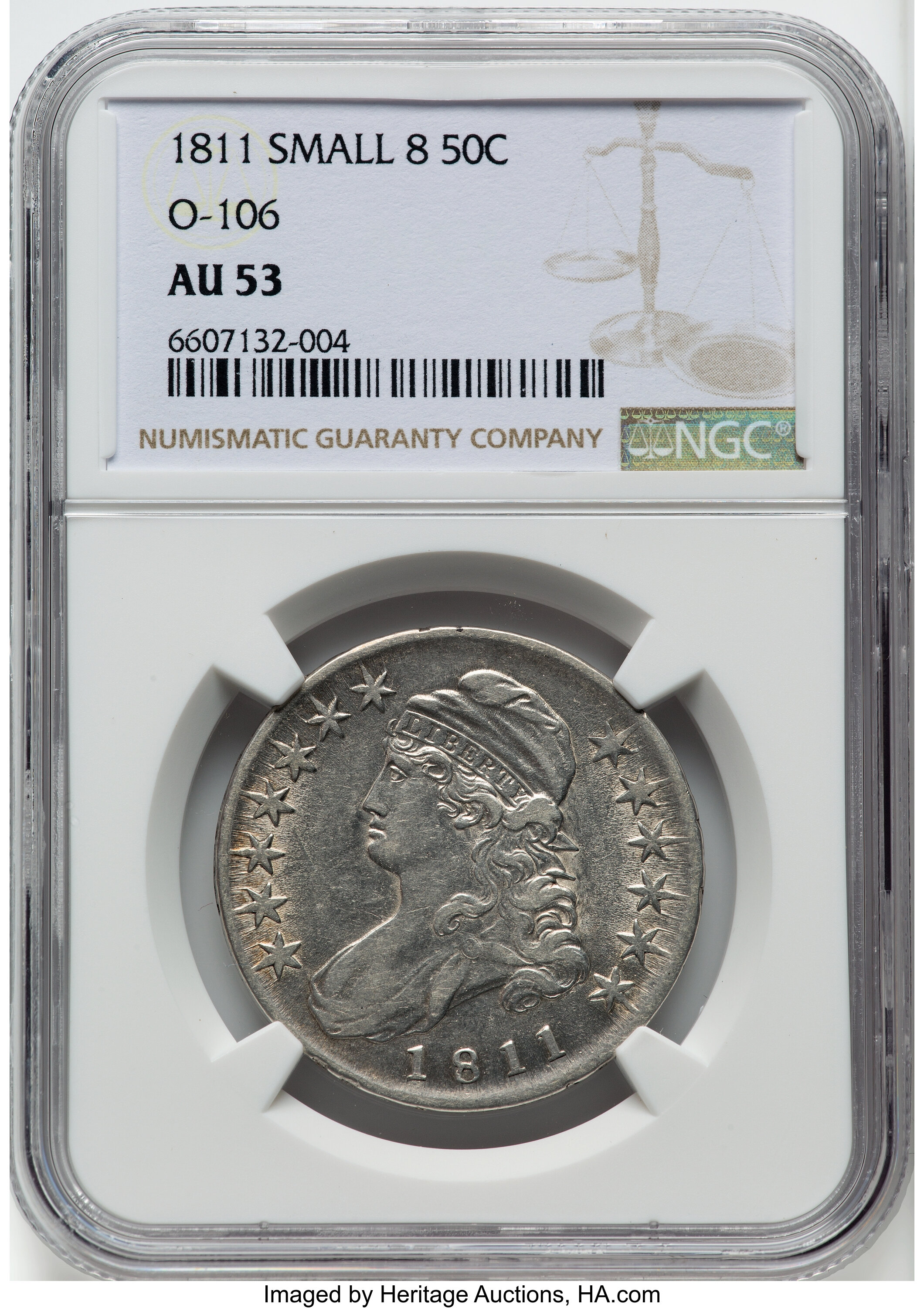 1811 50c Small 8, O-106 AU53 CAC thumbnail 7