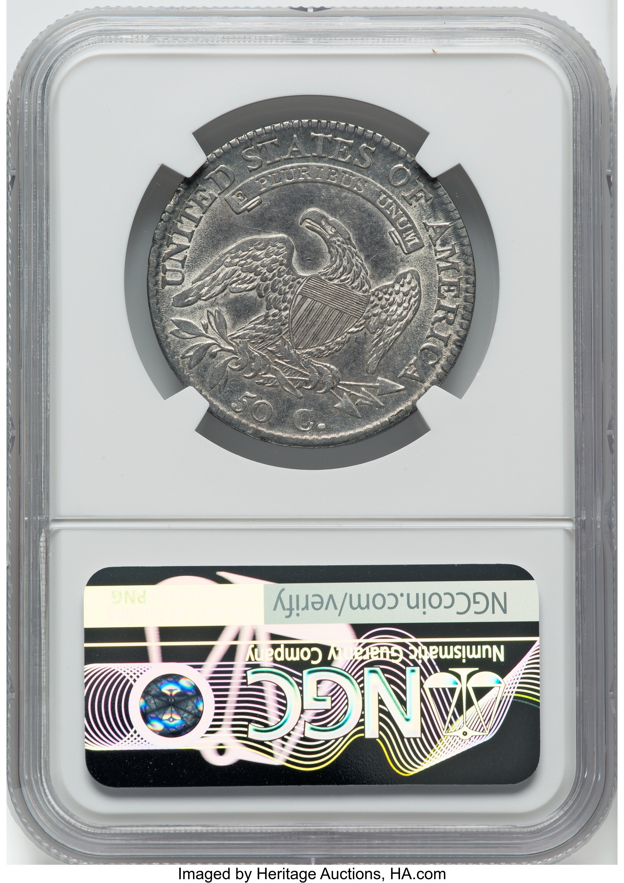 1812/1 50c Small 8, O-102 AU53 CAC thumbnail 5