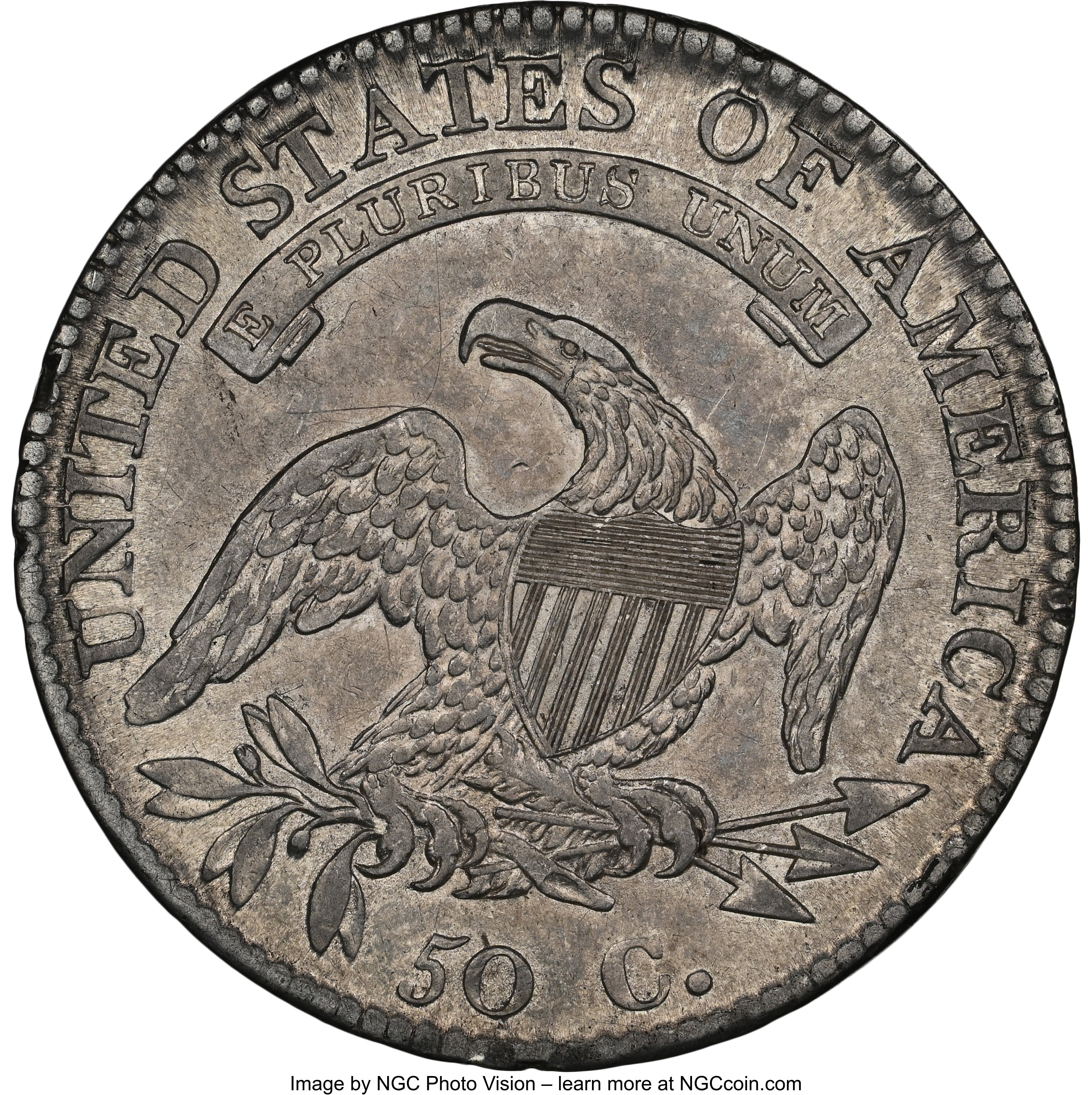 1812/1 50c Small 8, O-102 AU53 CAC thumbnail 6