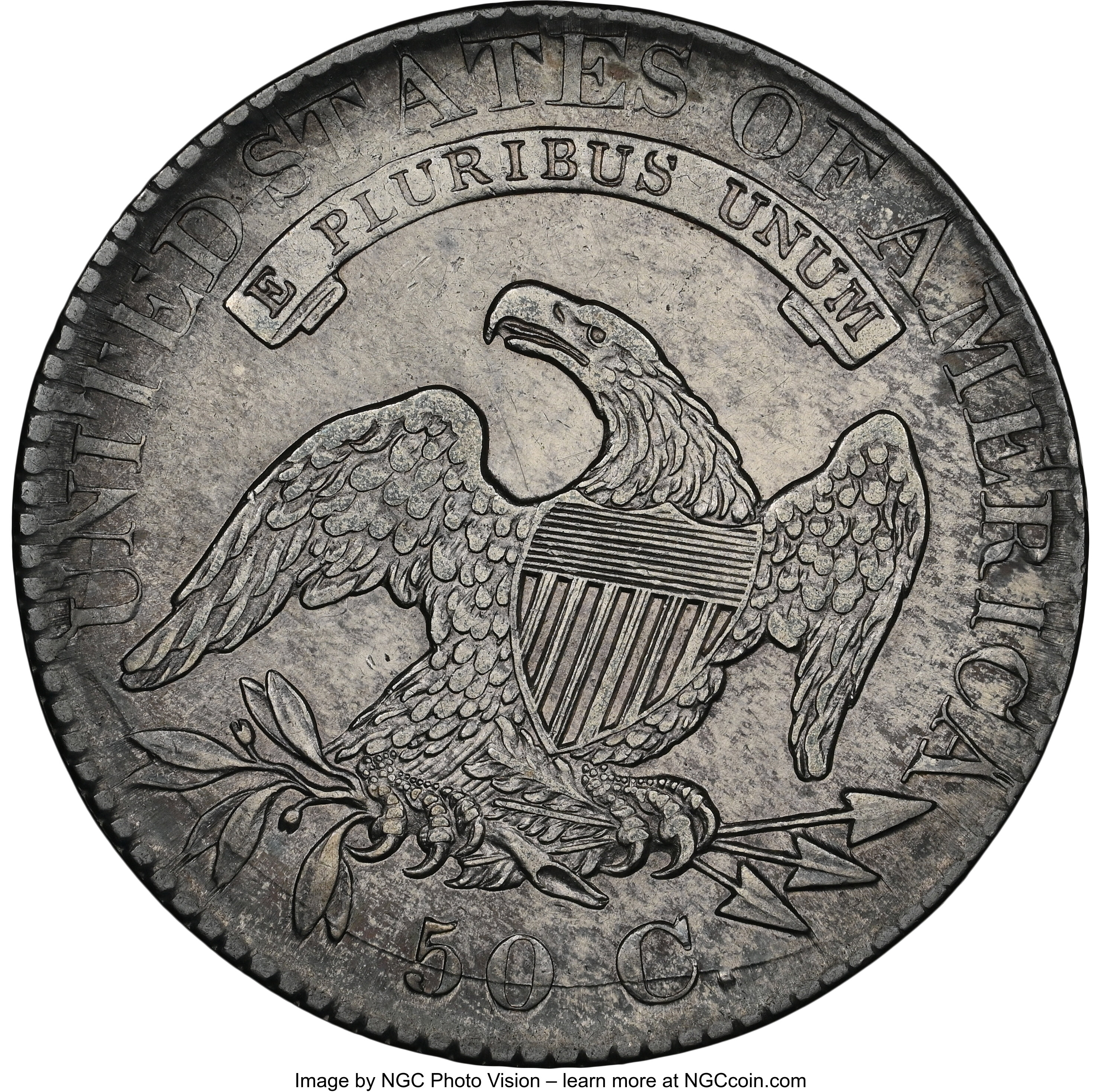 1827/6 50c Overdate, O-101 AU55 CAC thumbnail 3