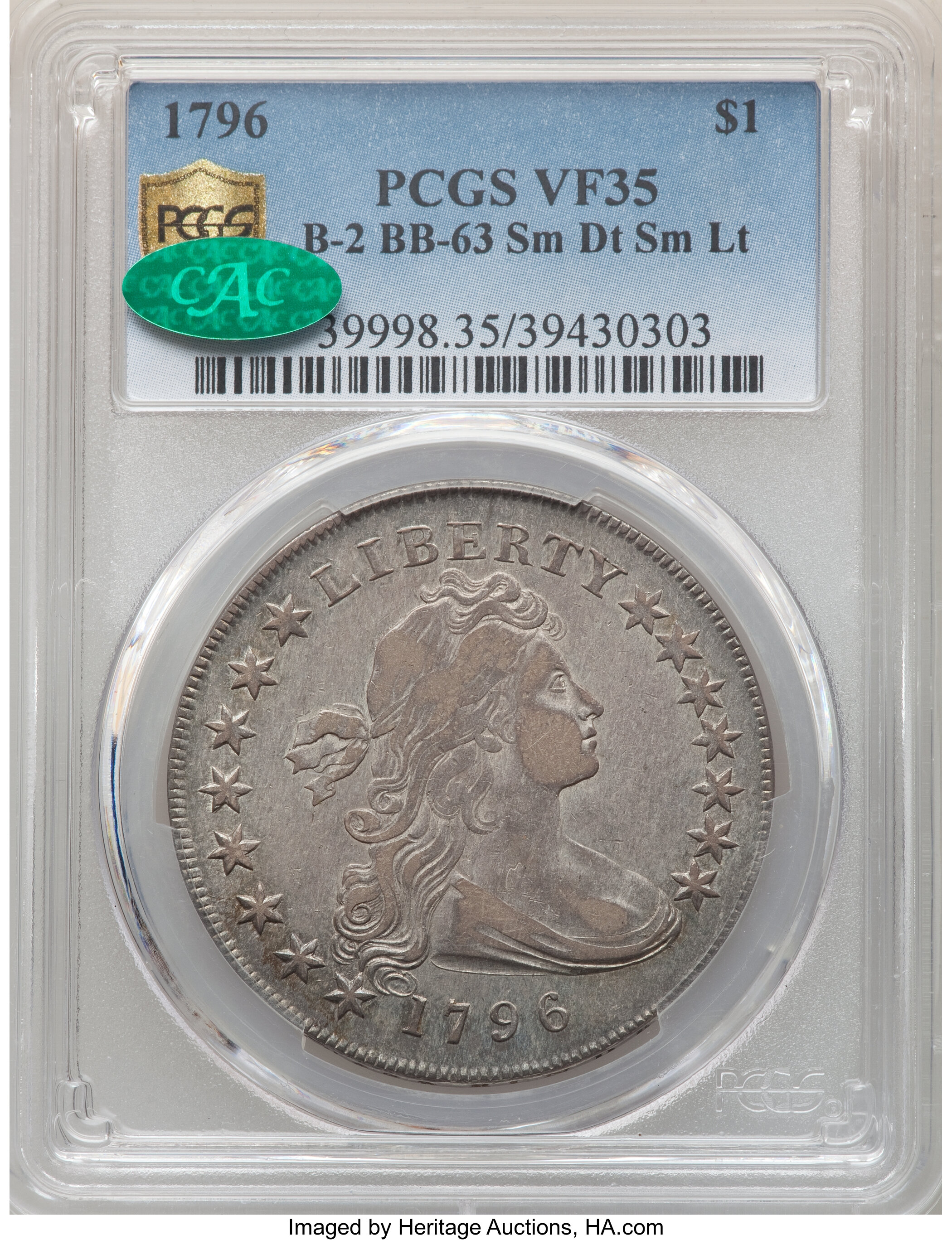 1796 $1  Small Date, Small Letters, B-2, BB-63 VF35 thumbnail 17