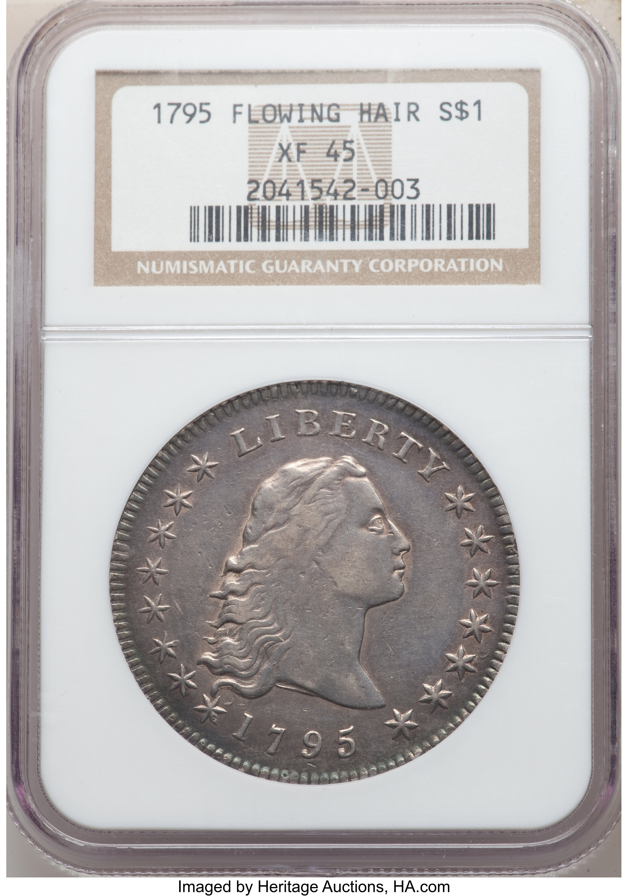 1795 $1  Flowing Hair, 2 Leaves, B-2, BB-20 XF45 CAC thumbnail 5