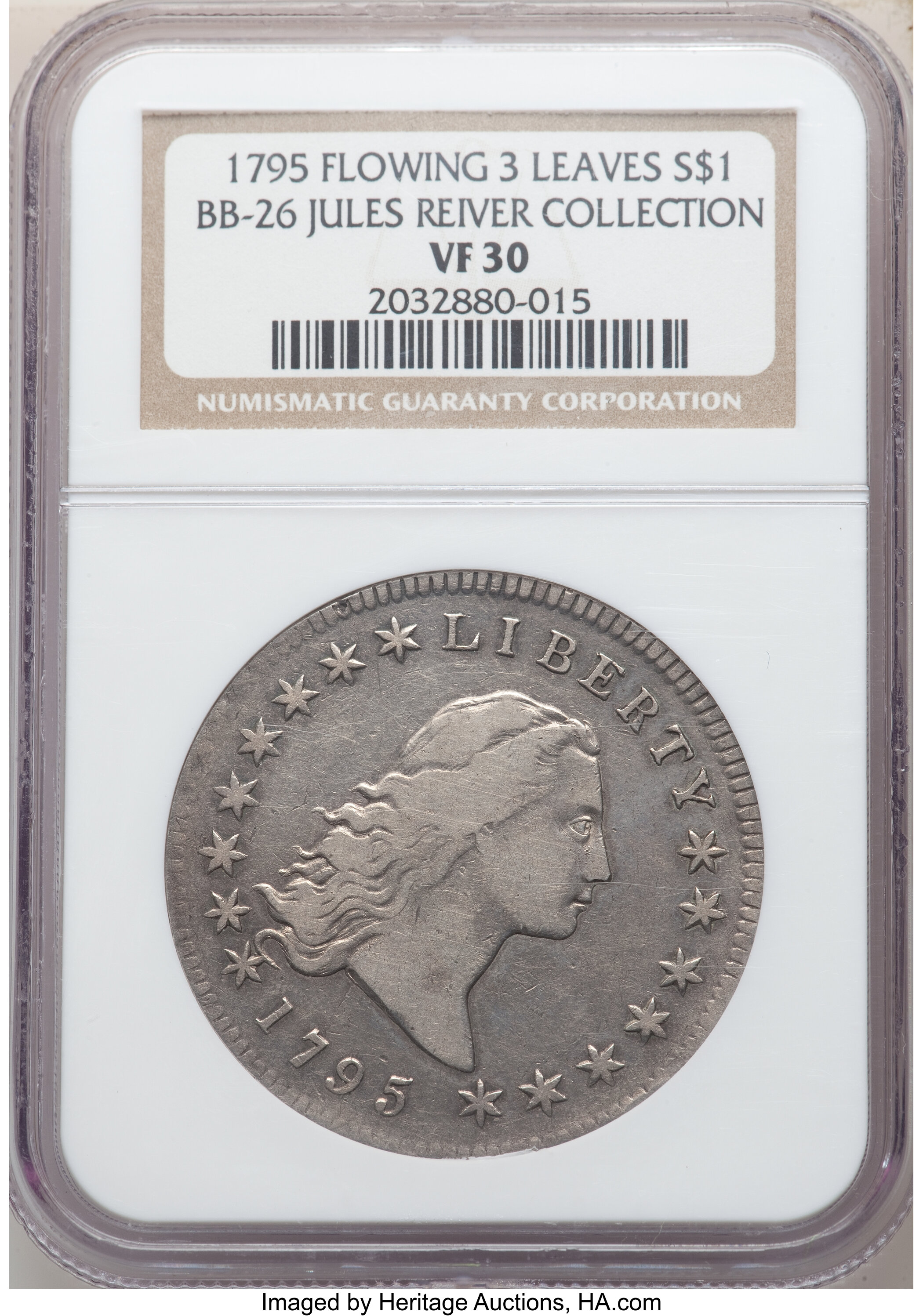 1795 $1  Flowing Hair, 3 Leaves, B-12, BB-26 MS63 CAC thumbnail 26