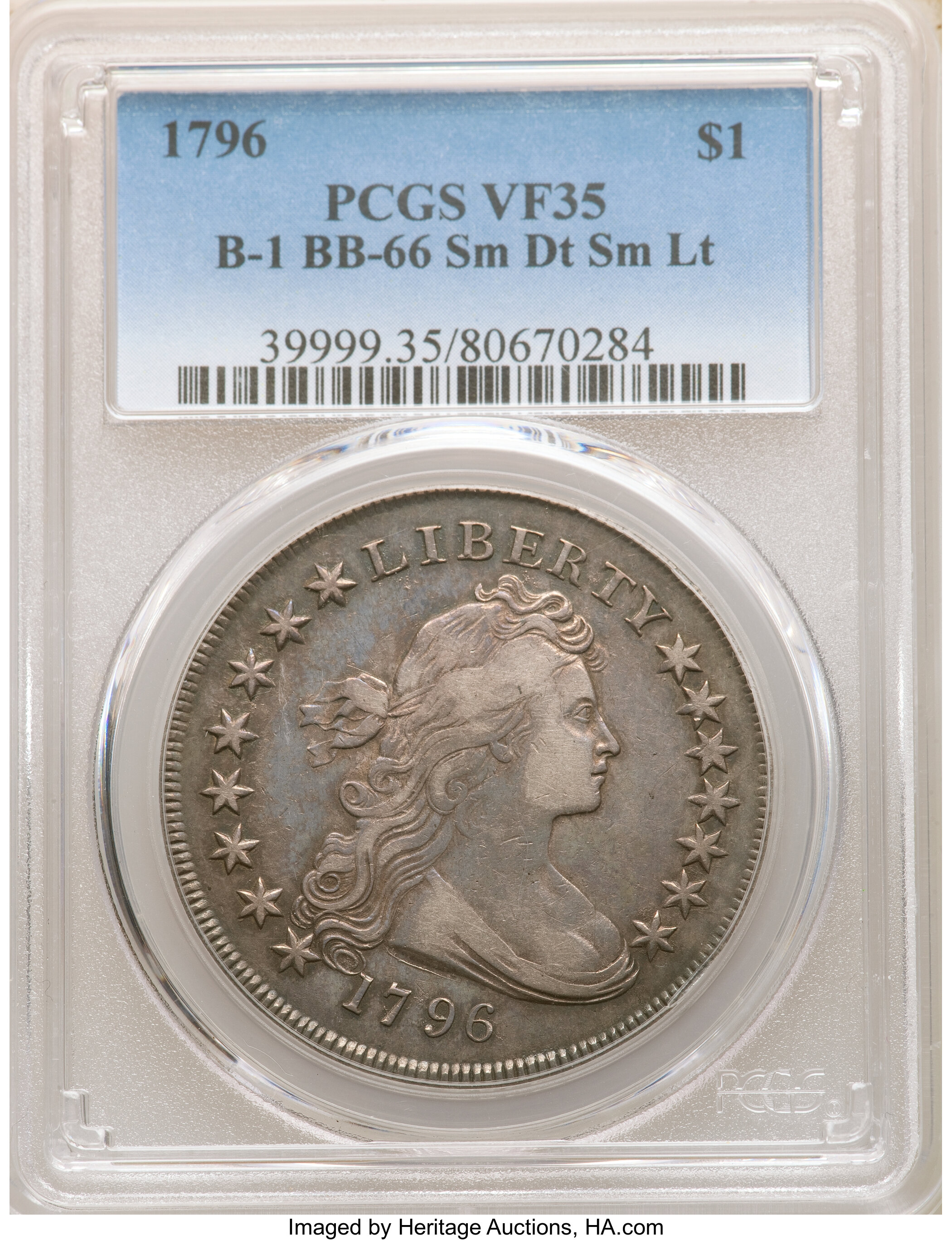 1796 $1  Small Date, Small Letters, B-1, BB-66 VF25 CAC thumbnail 24