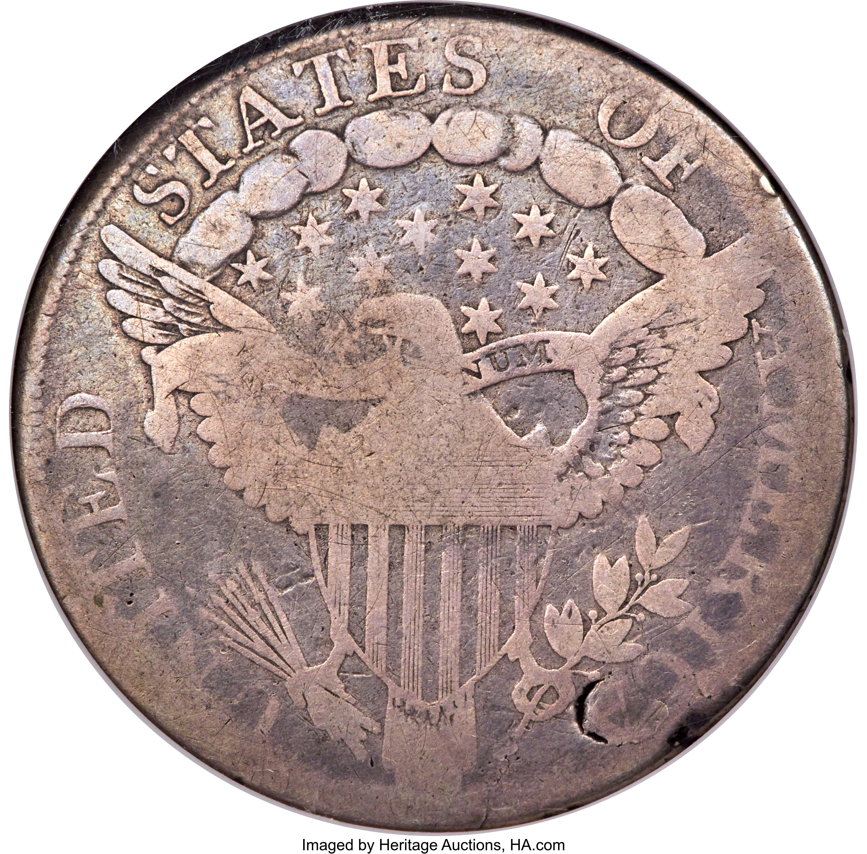 1798 $1  Large Eagle, Knob 9, 5 Vertical Lines, B-32, BB-91 AU50 CAC thumbnail 16