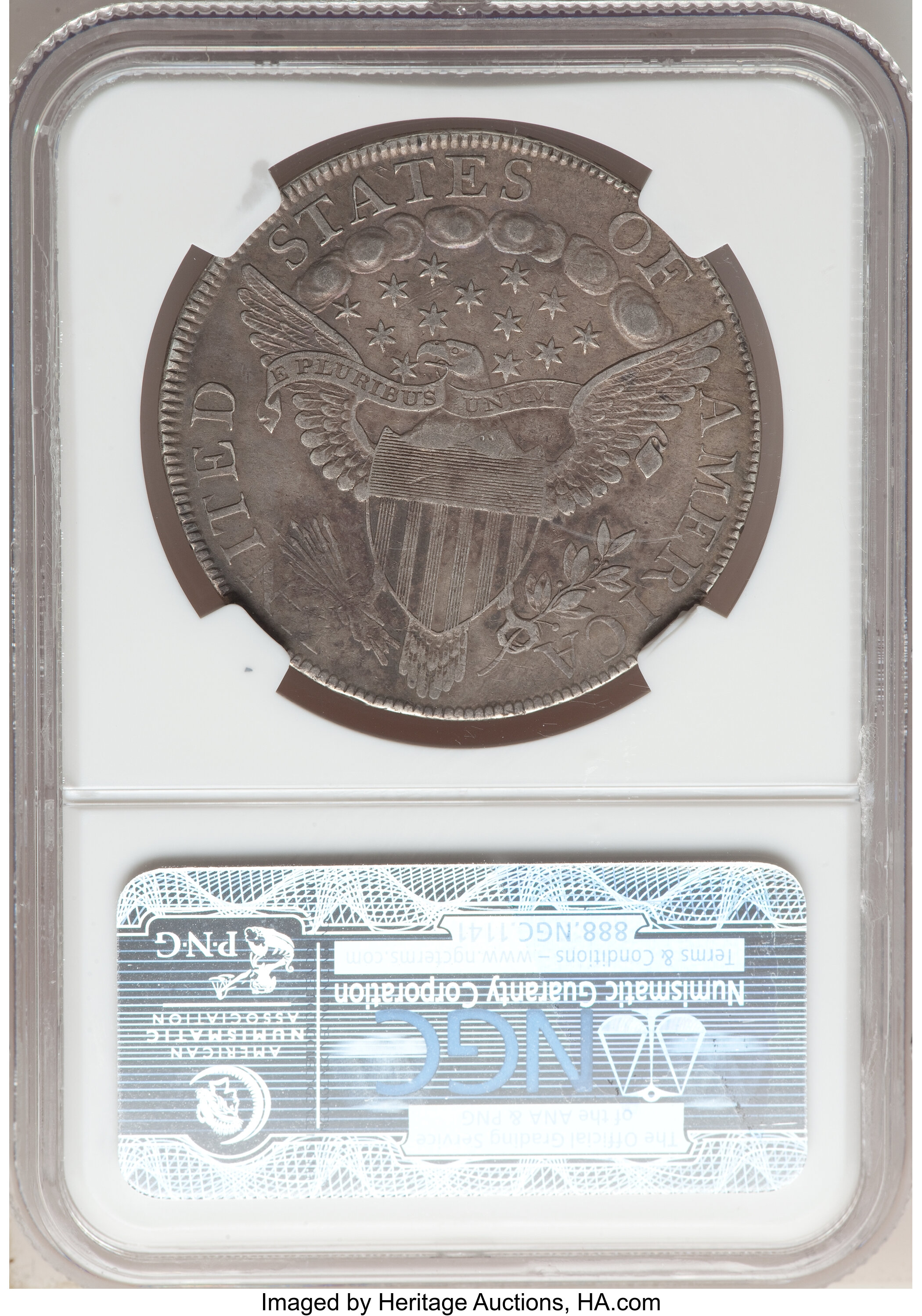 1798 $1  Large Eagle, Knob 9, 5 Vertical Lines, B-32, BB-91 AU50 CAC thumbnail 6