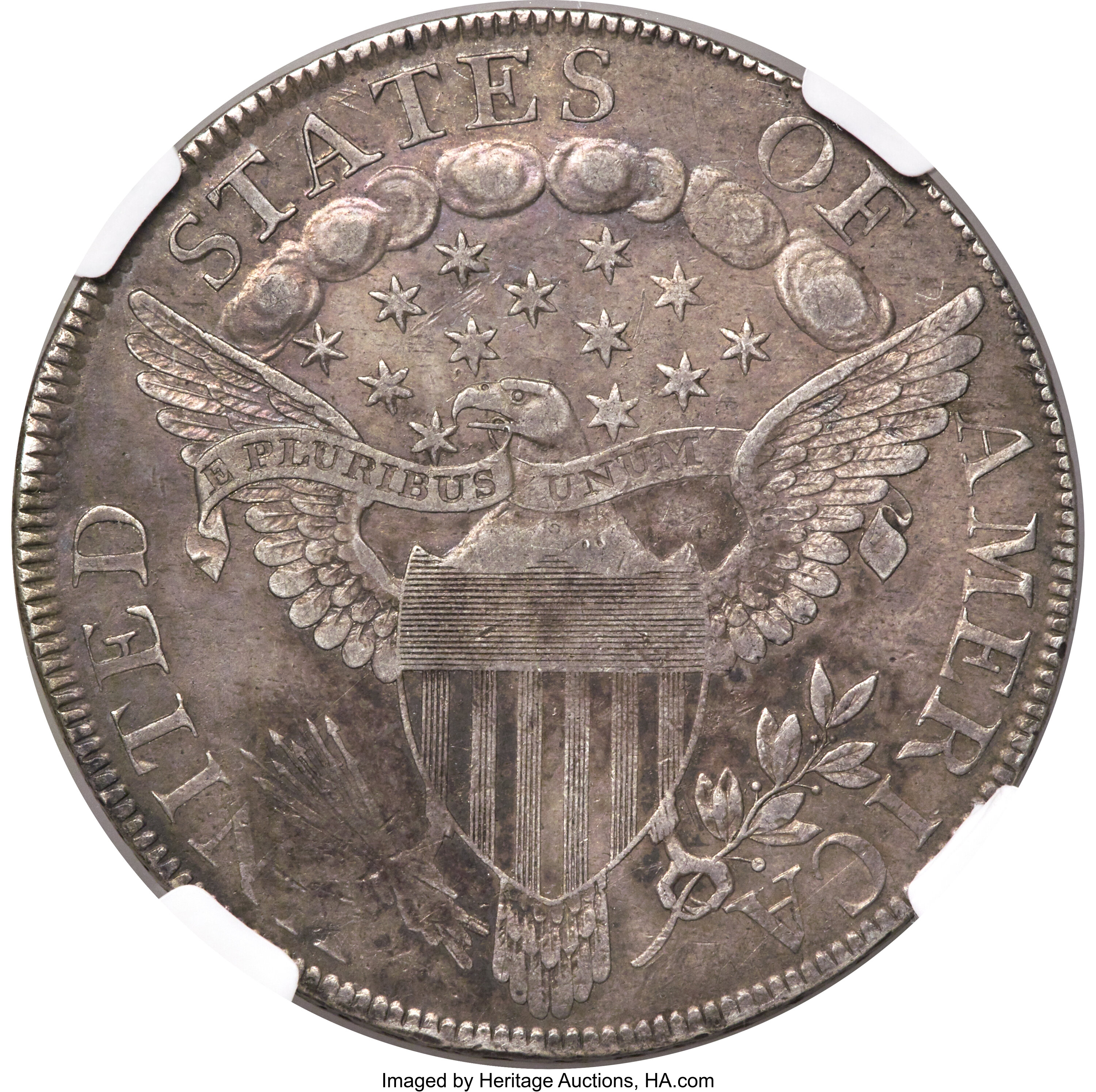 1798 $1  Large Eagle, Knob 9, 5 Vertical Lines, B-32, BB-91 AU50 CAC thumbnail 7