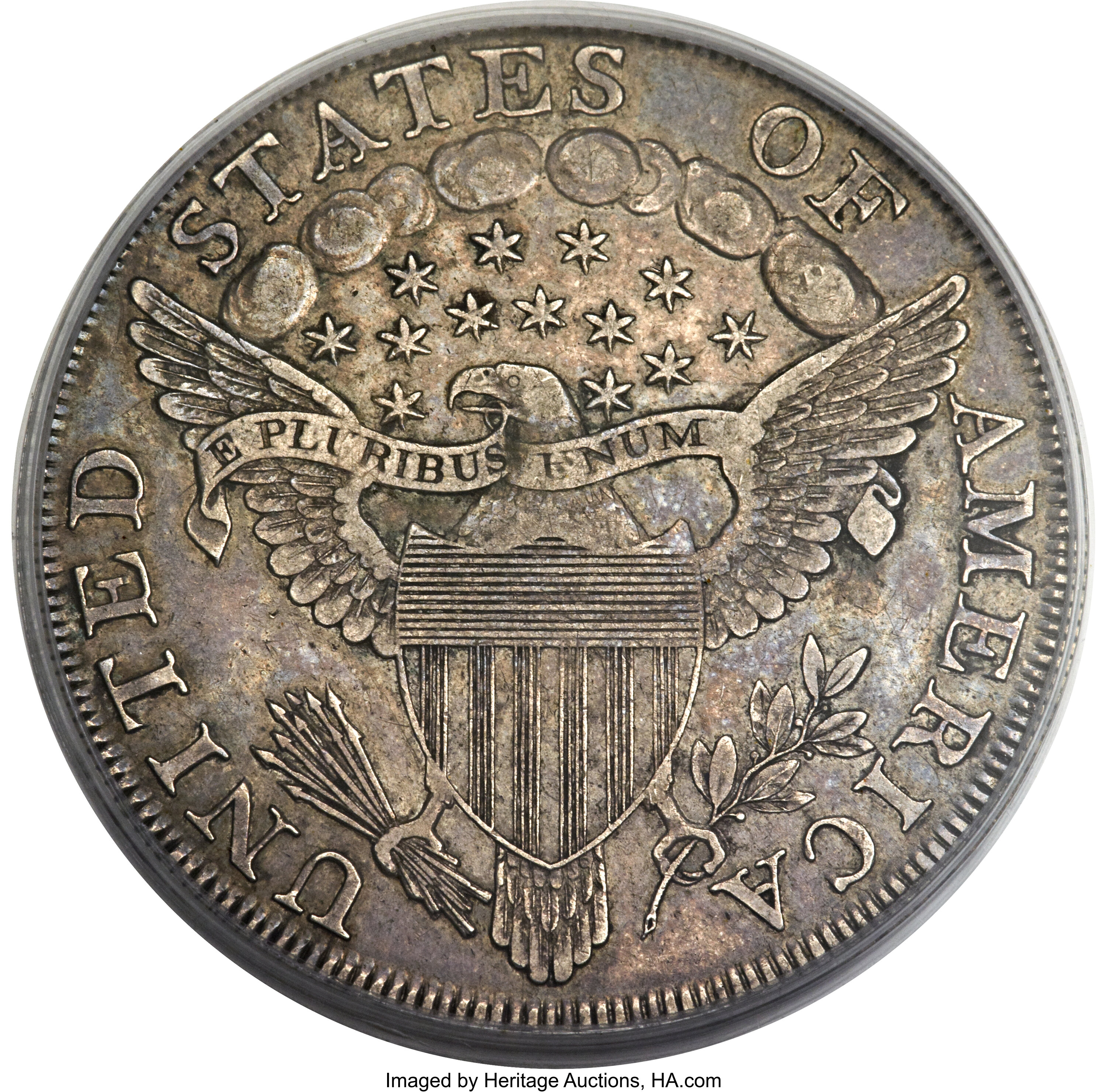 1798 $1  Large Eagle, Knob 9, 4 Vertical Lines, B-3, BB-94 VG10 CAC thumbnail 6