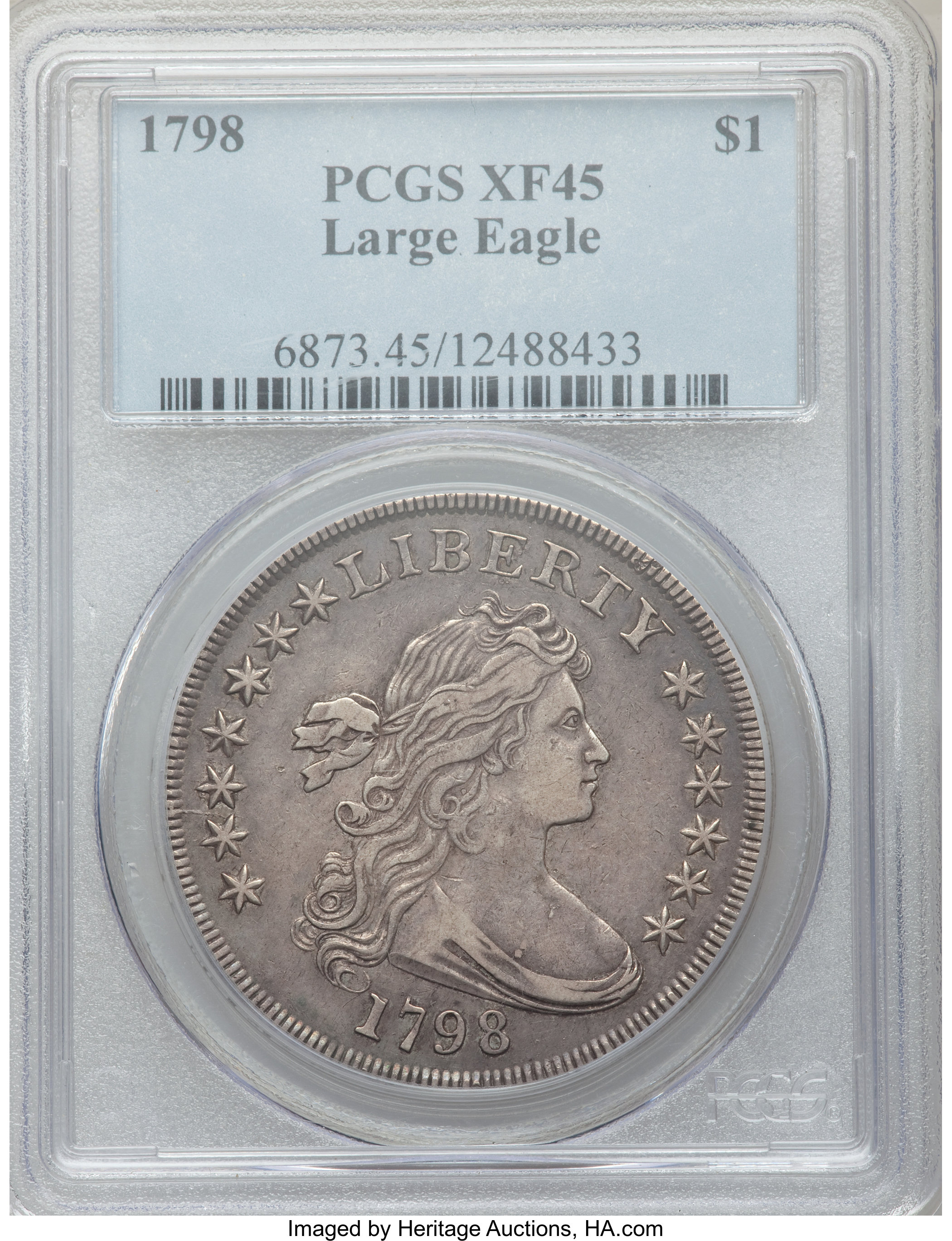 1798 $1  Large Eagle, Knob 9, 4 Vertical Lines, B-3, BB-94 VG10 CAC thumbnail 7