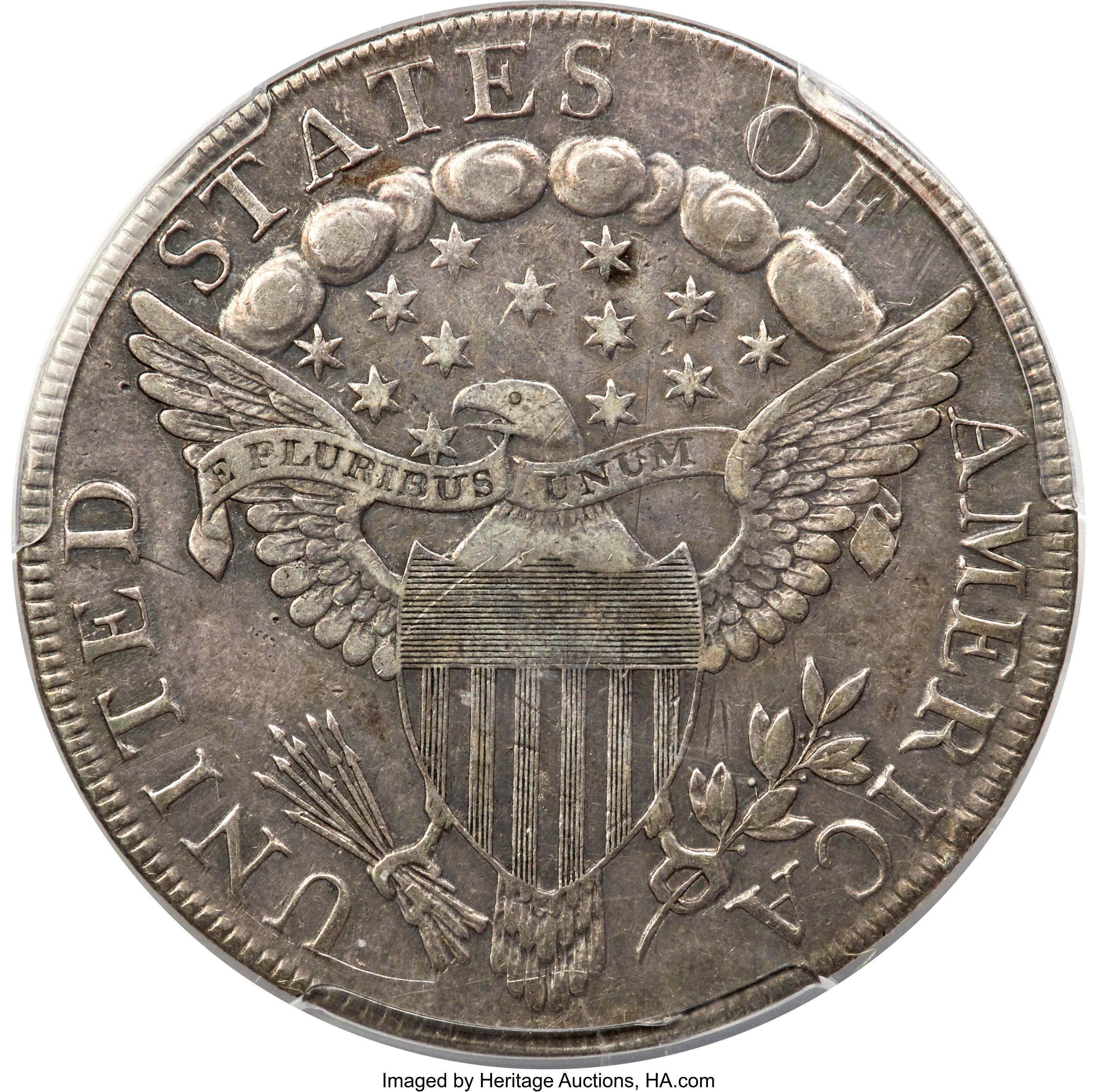 1798 $1  Large Eagle, Knob 9, 10 Arrows, 5 Vertical Lines, B-6, BB-96 XF40 thumbnail 6
