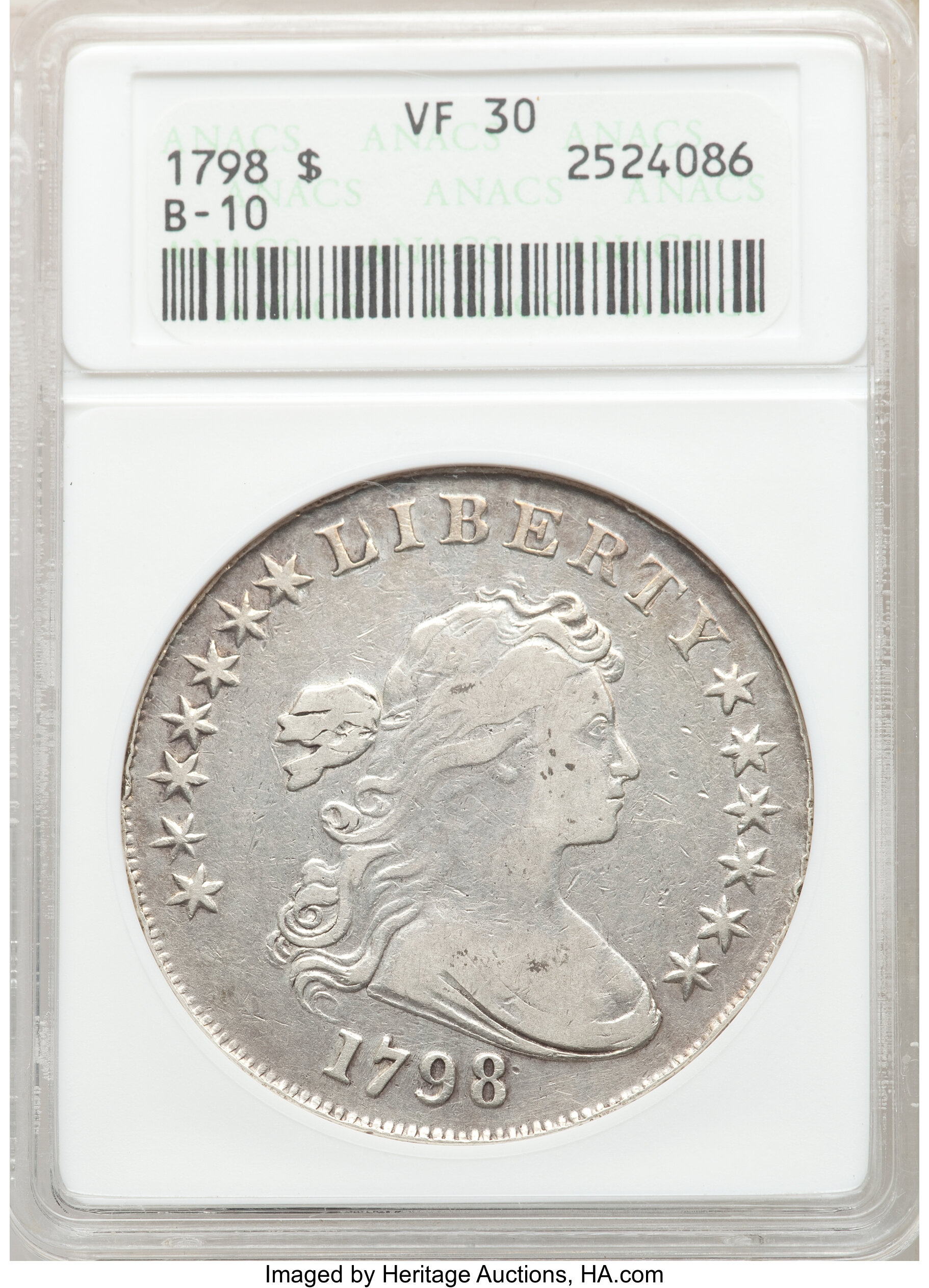 1798 $1  Large Eagle, Pointed 9, 5 Berries, B-10, BB-109 AG3 CAC thumbnail 17