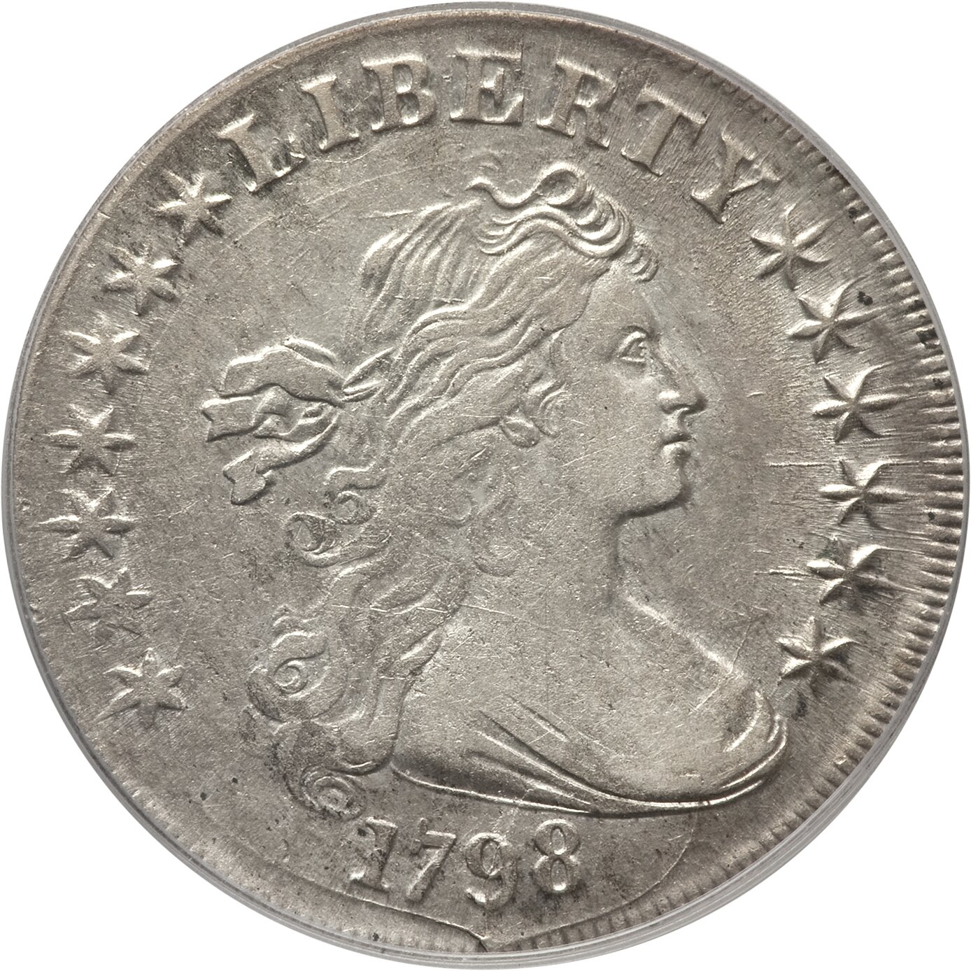 1798 $1 Large Eagle, Pointed 9, Close Date, B-29, BB-119 MS