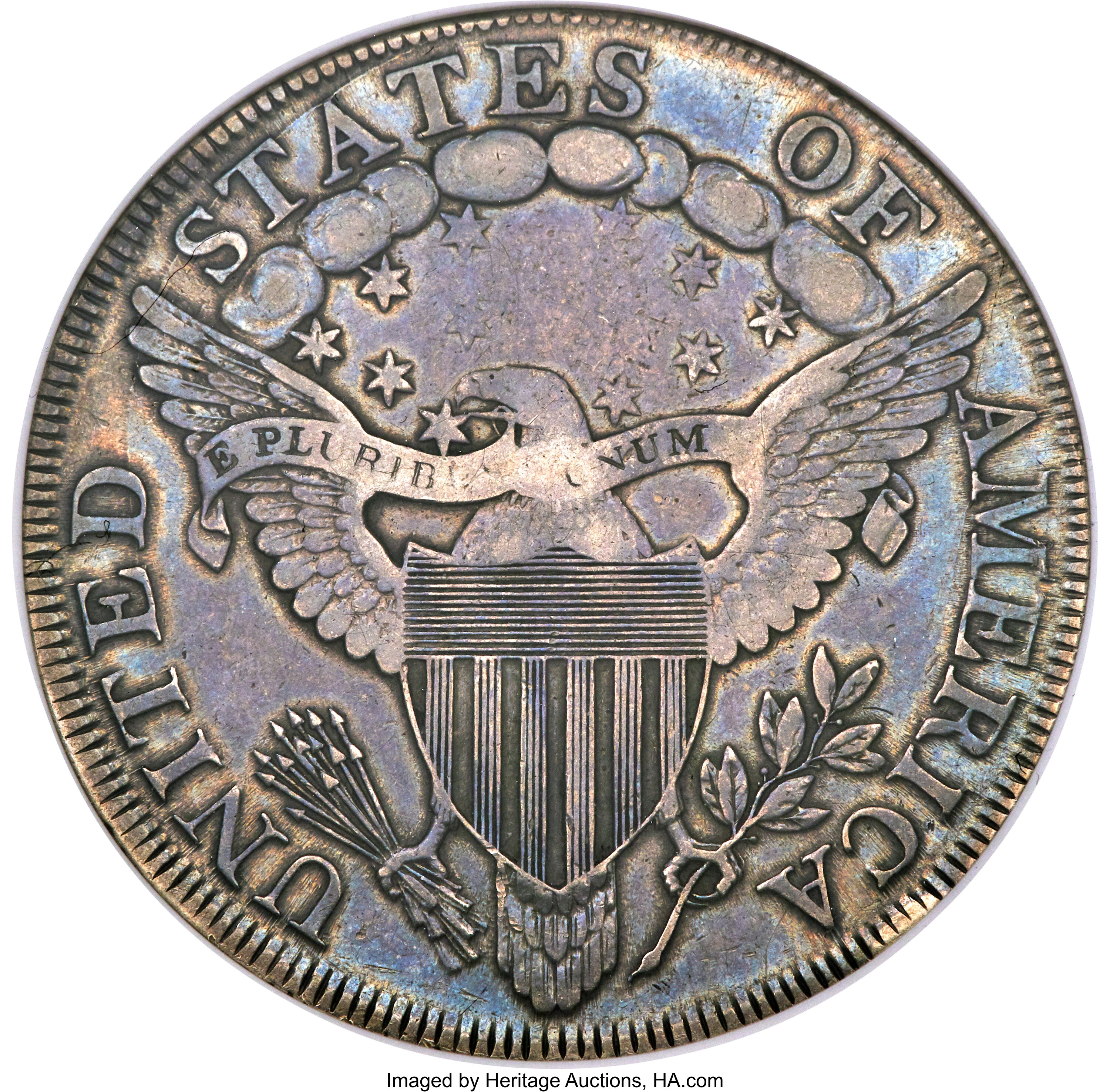 1798 $1  Large Eagle, Pointed 9, Wide Date, B-12, BB-120 VF35 CAC thumbnail 3