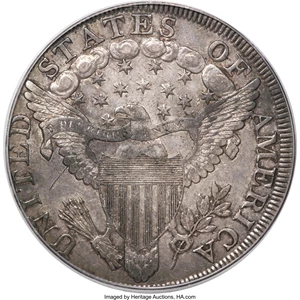 image for: 1799 $1 Irregular Date, 13 Stars Reverse, B-13, BB-151, R.5, XF45 PCGS. CAC....