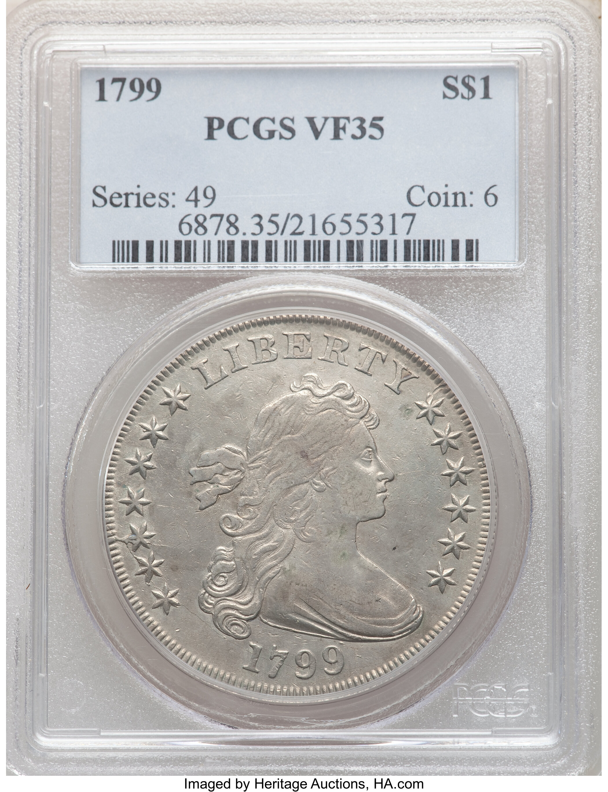1799 $1  7x6 Stars, B-19, BB-155 VG10 thumbnail 13
