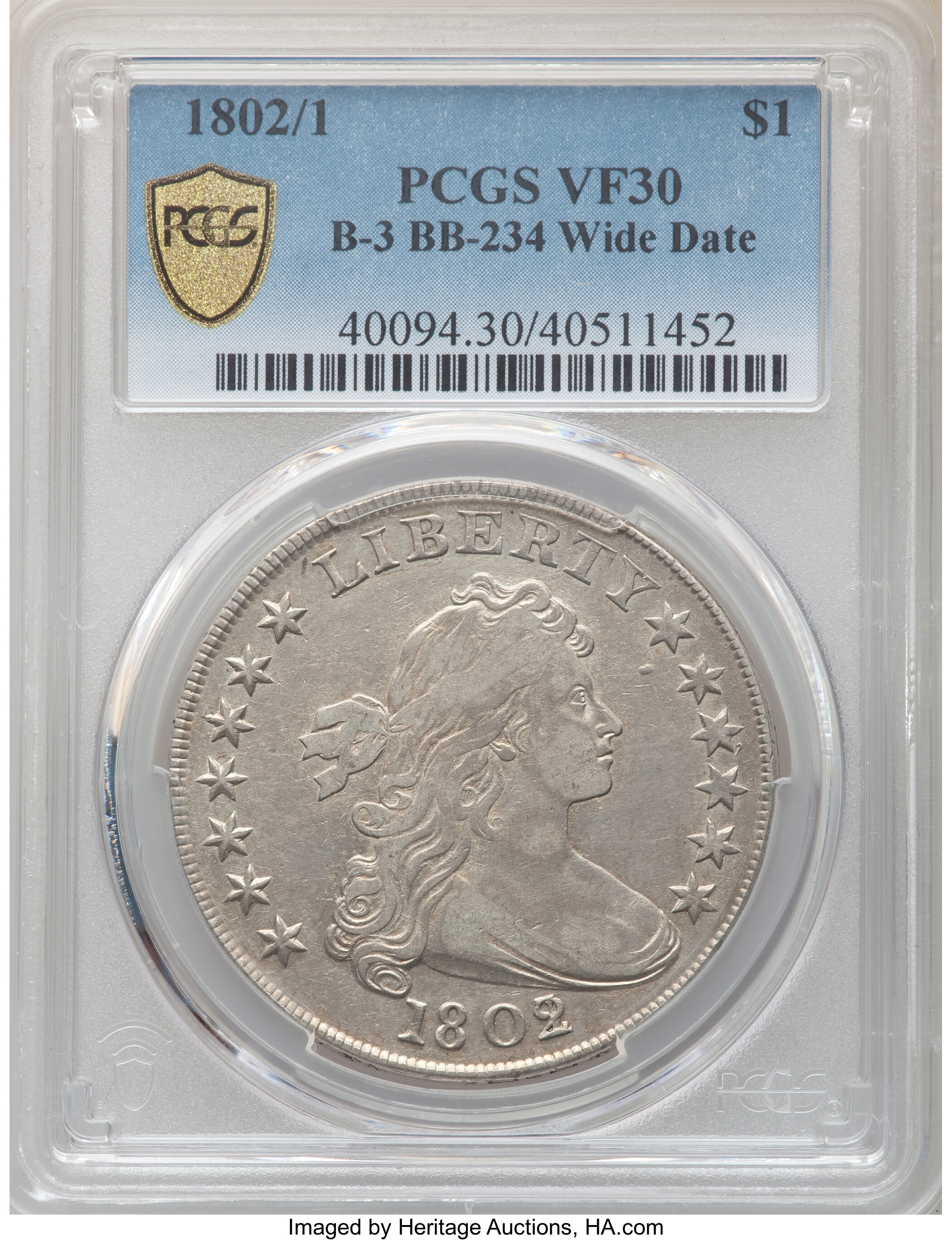 1802/1 $1  Wide Date, B-3, BB-234 AG3 thumbnail 18
