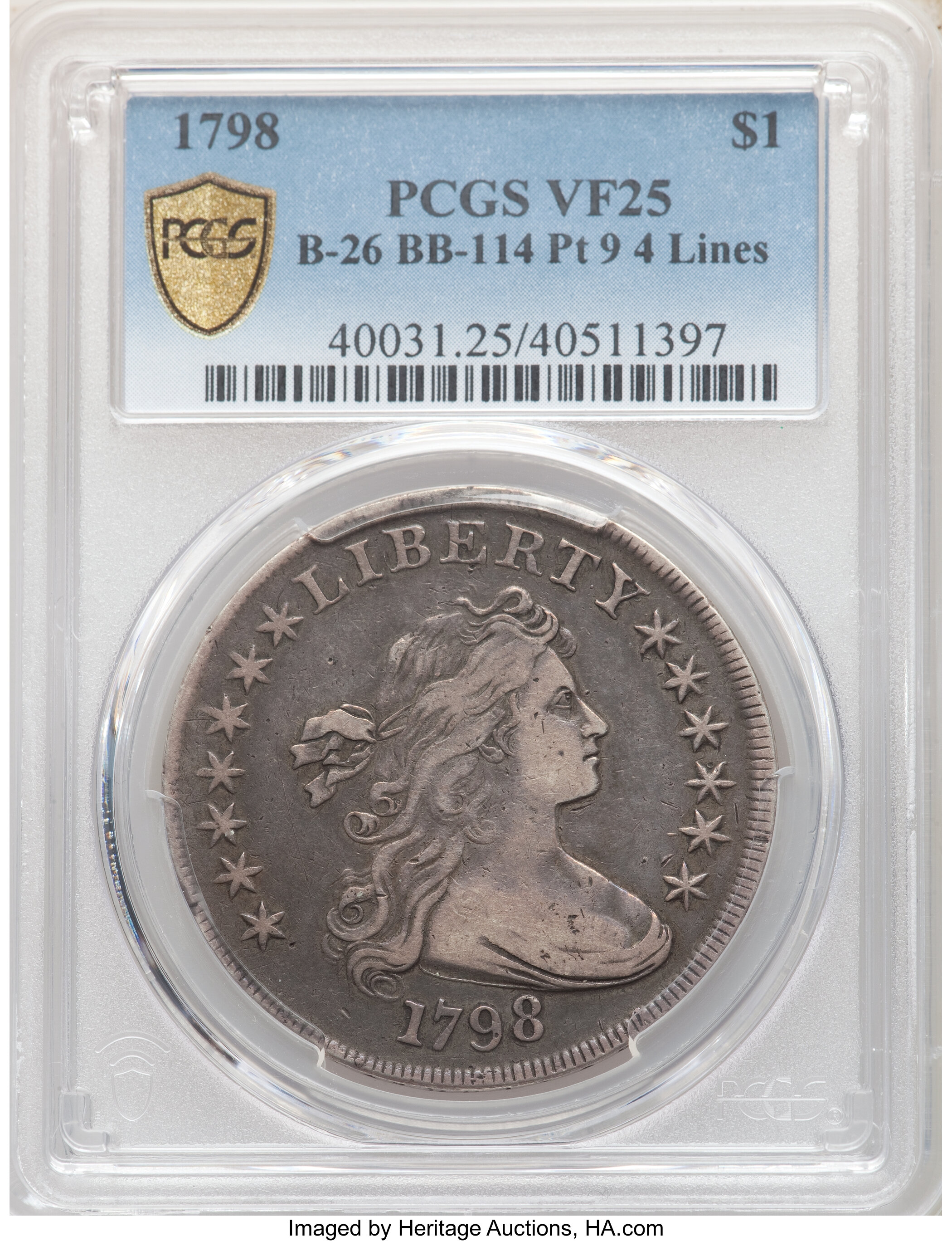 1798 $1  Large Eagle, Pointed 9, Close Date, B-26, BB-114 F15 thumbnail 4