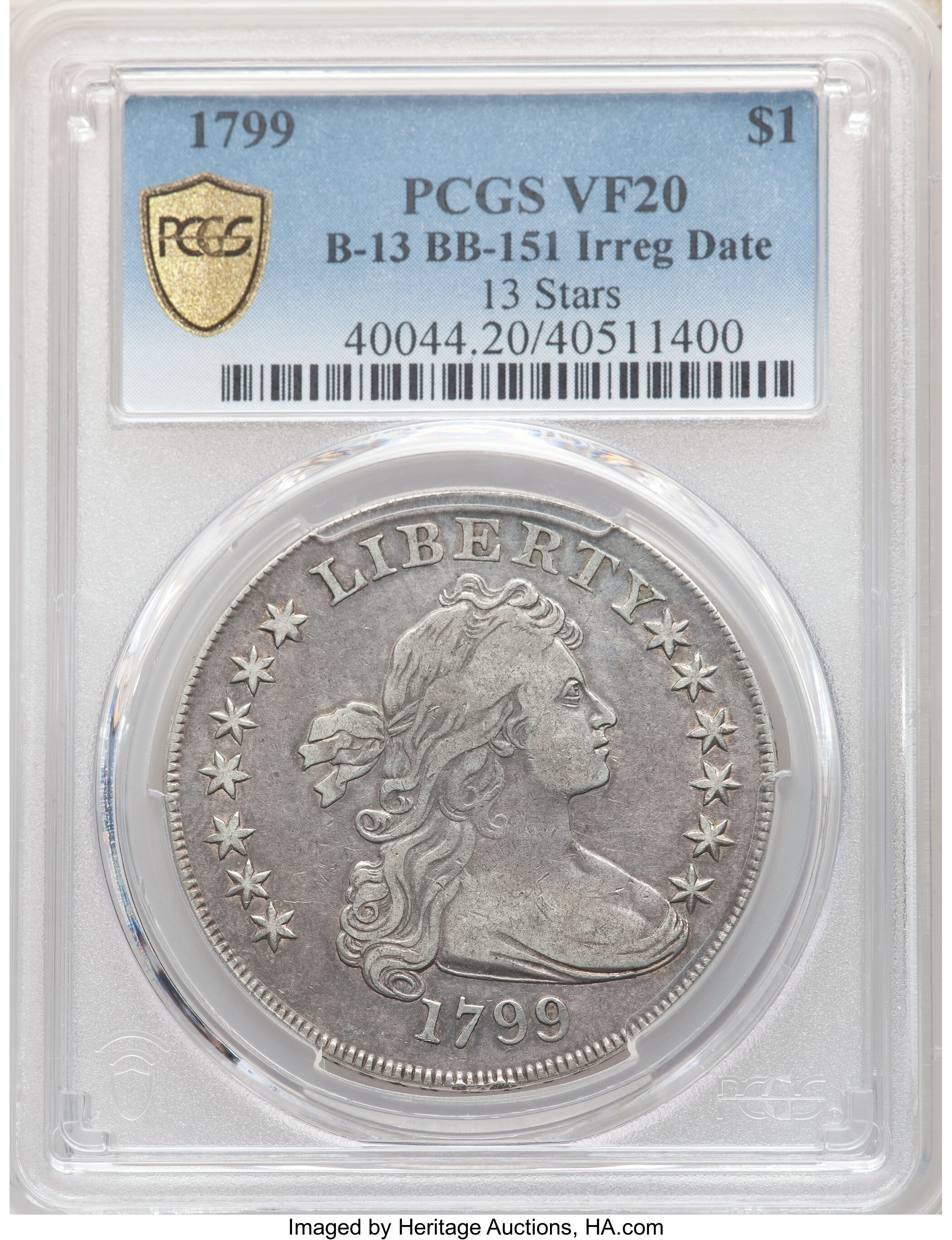 1799 $1  Irregular Date, 13 Stars VF20 thumbnail 6