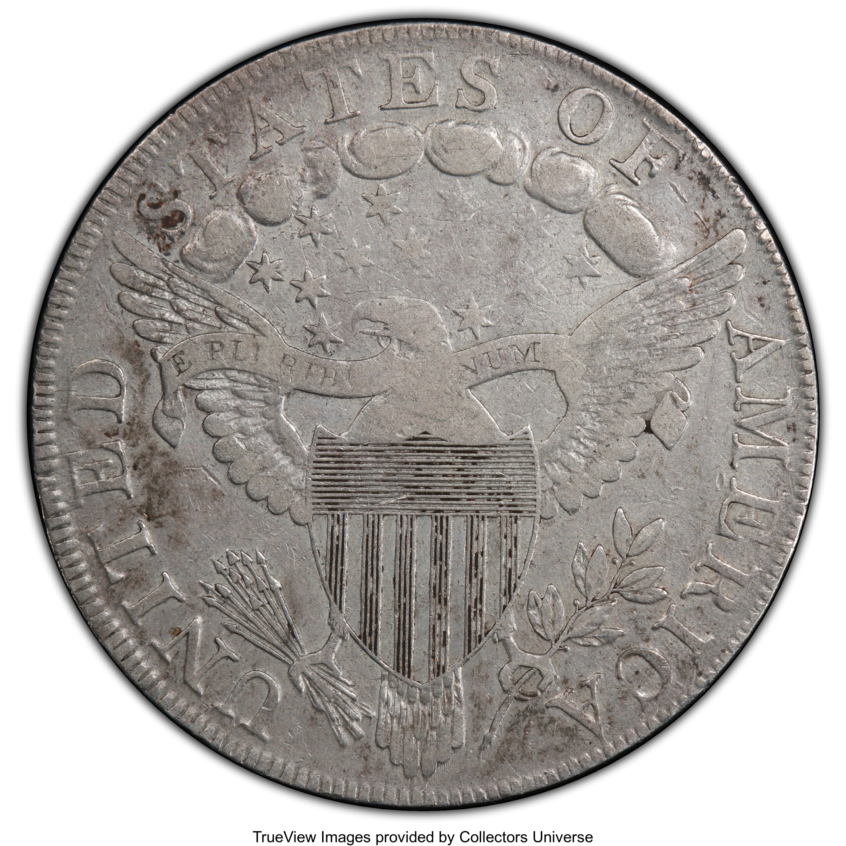 1798 $1  Large Eagle, Pointed 9, Wide Date, B-15, BB-112 VG8 CAC thumbnail 9