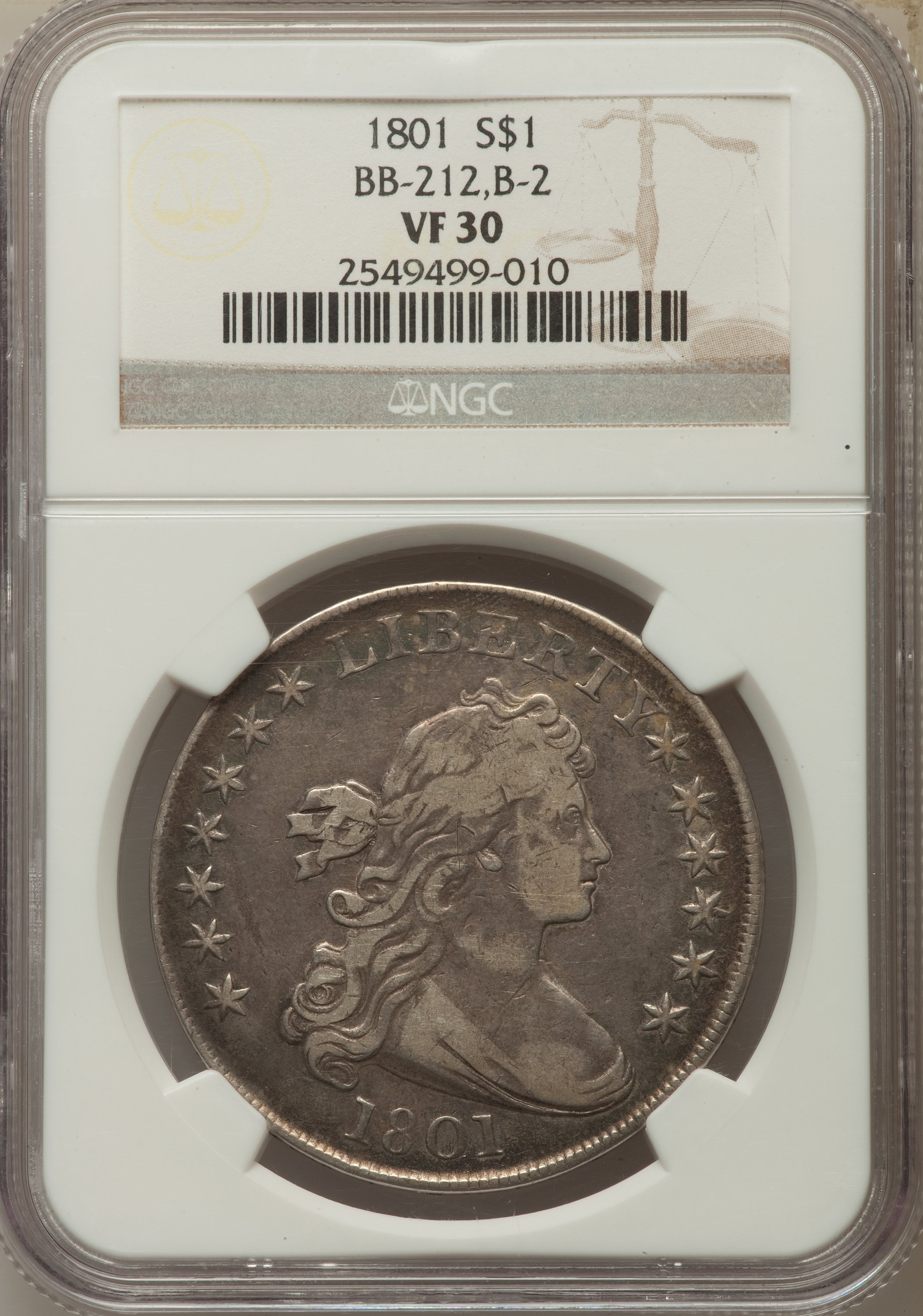 1801 $1  B-2, BB-212 VG10 CAC thumbnail 24