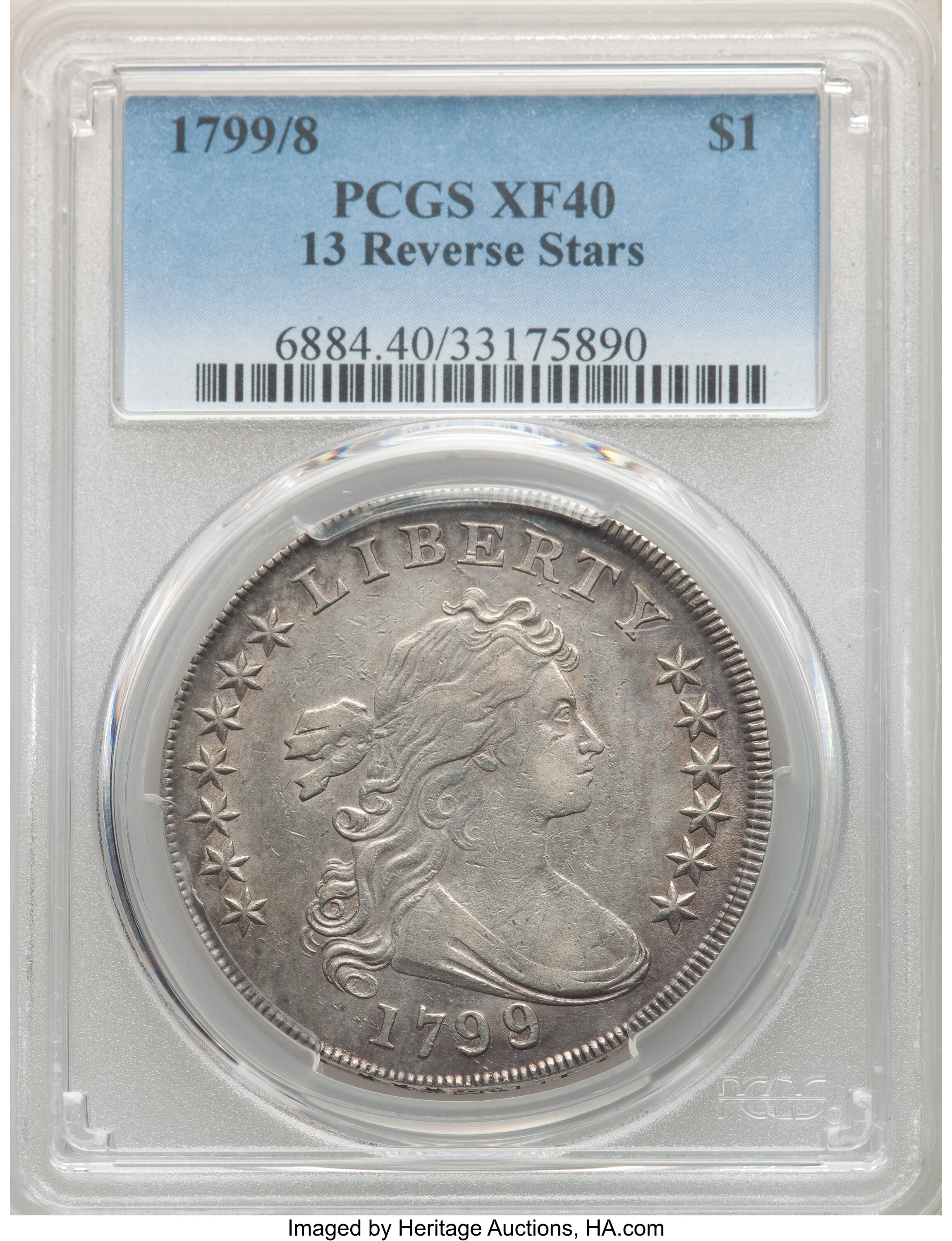 1799/8 $1  13 Stars Reverse, B-1, BB-142 XF40 thumbnail 4
