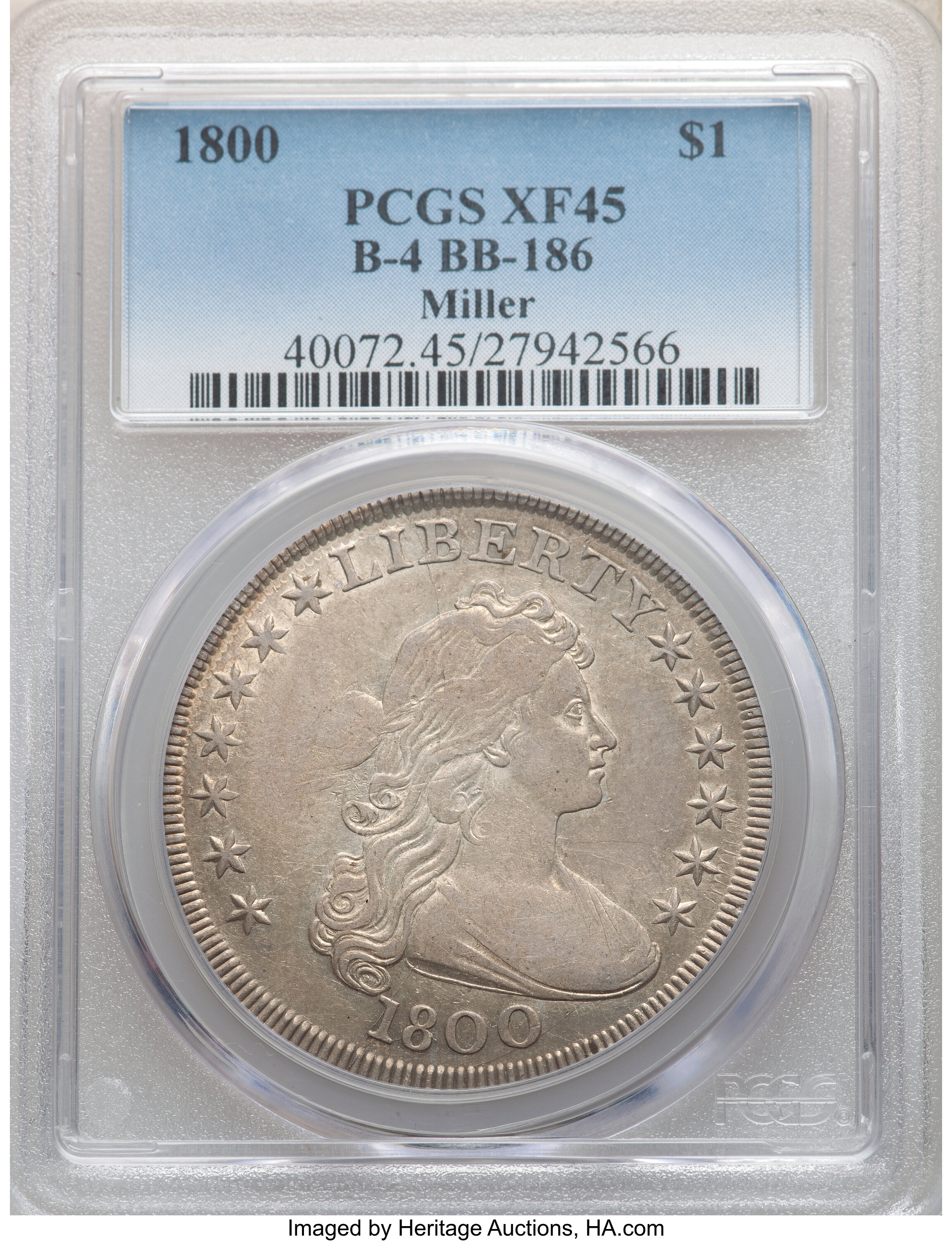 1800 $1  B-4, BB-186 VF35 CAC thumbnail 13