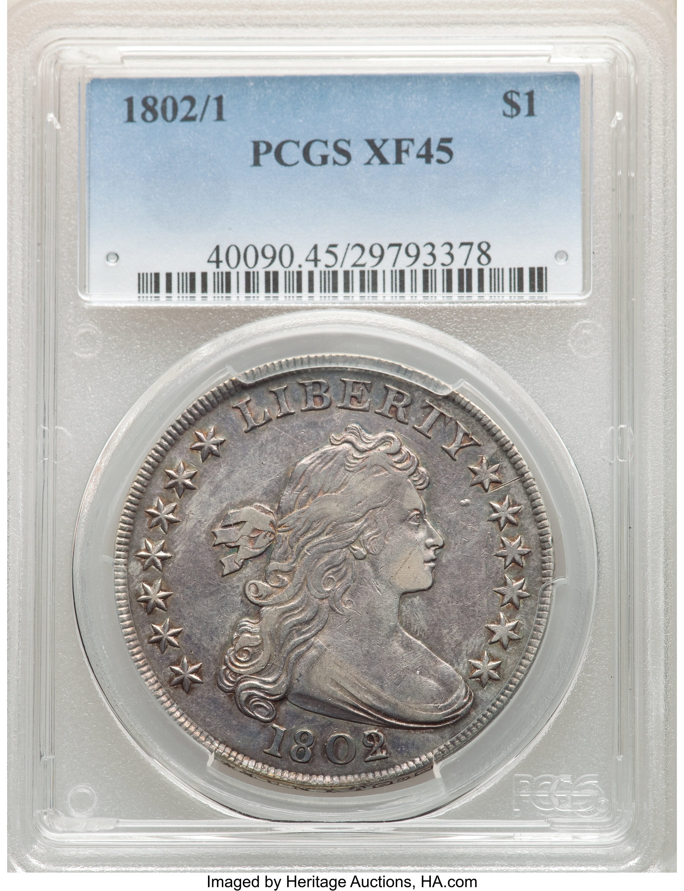 1802/1 $1  Wide Date, B-3, BB-234 XF45 CAC thumbnail 8