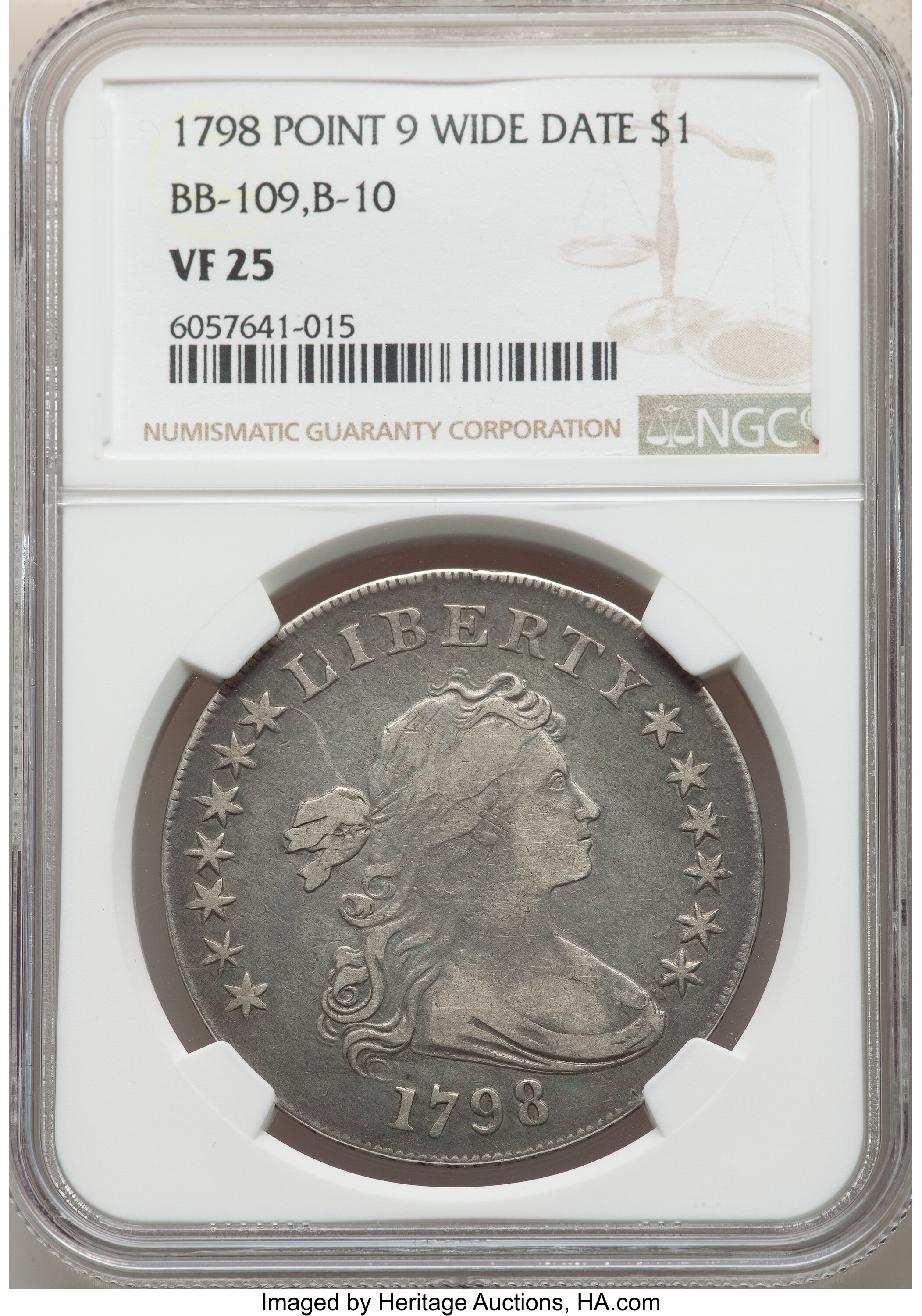 1798 $1  Large Eagle, Pointed 9, 5 Berries, B-10, BB-109 AG3 CAC thumbnail 9