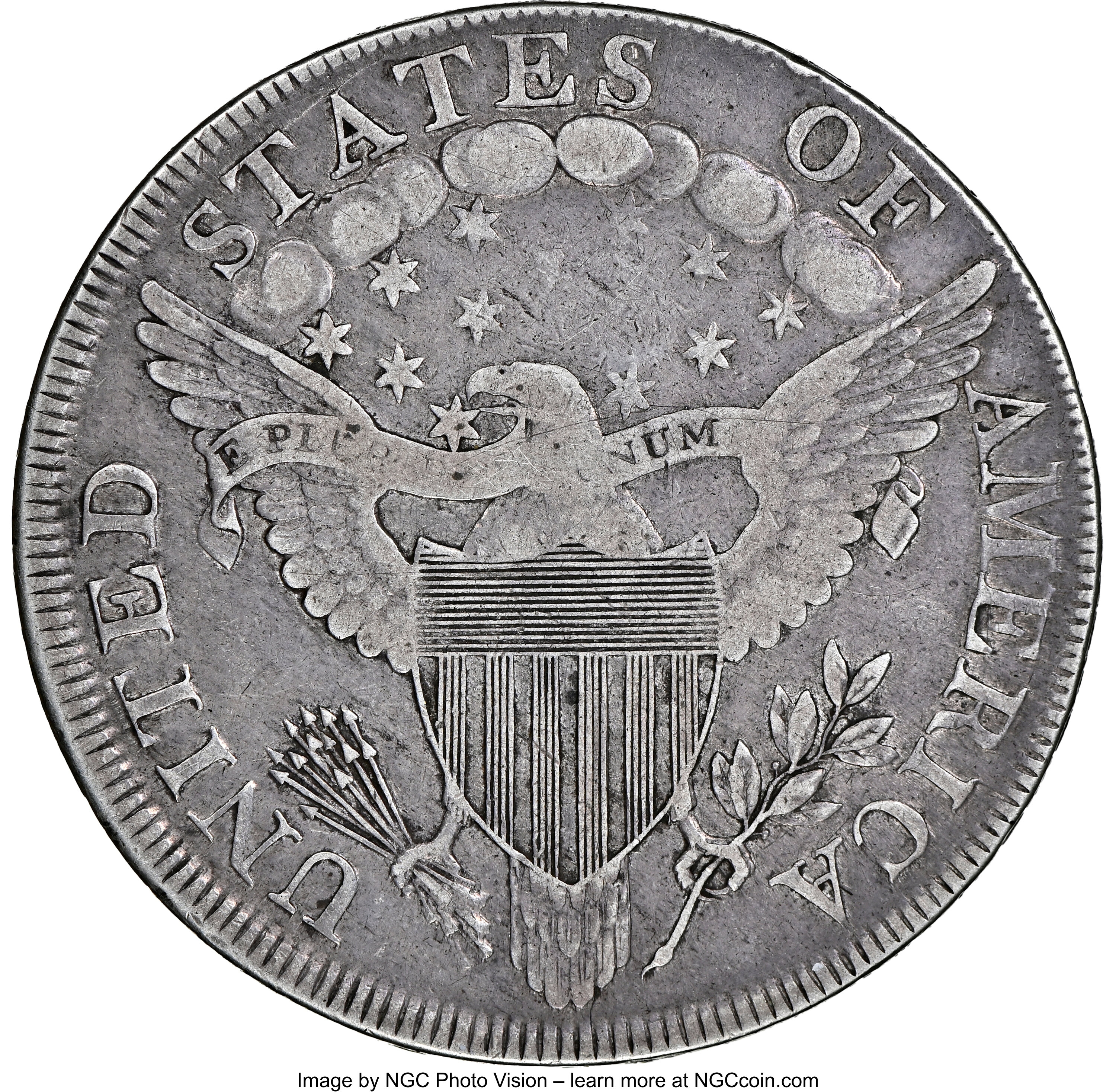 1798 $1  Large Eagle, Pointed 9, Wide Date, B-12, BB-120 VG10 CAC thumbnail 16