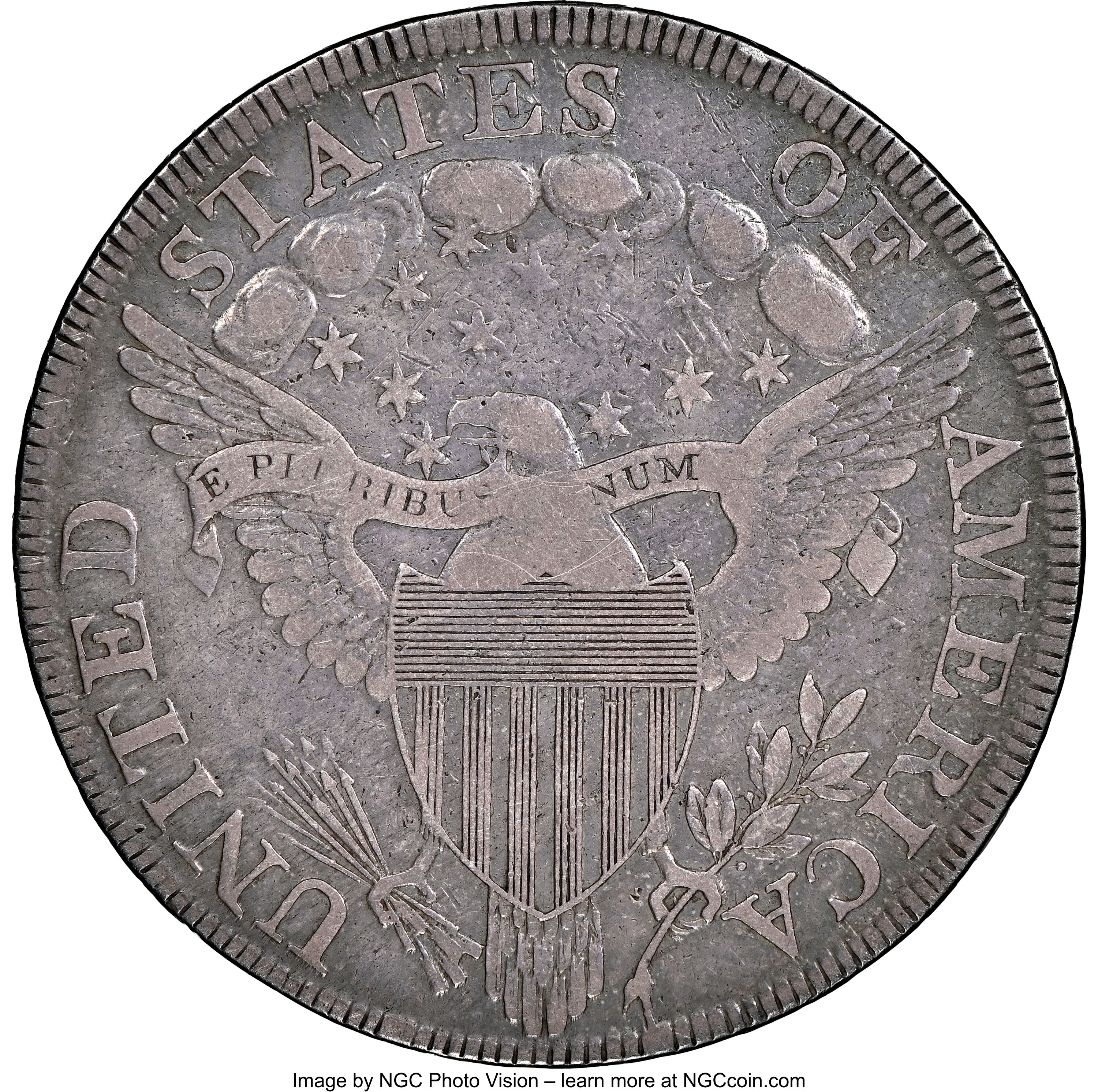 1798 $1  Large Eagle, Pointed 9, Close Date, B-25, BB-123 F15 CAC thumbnail 3