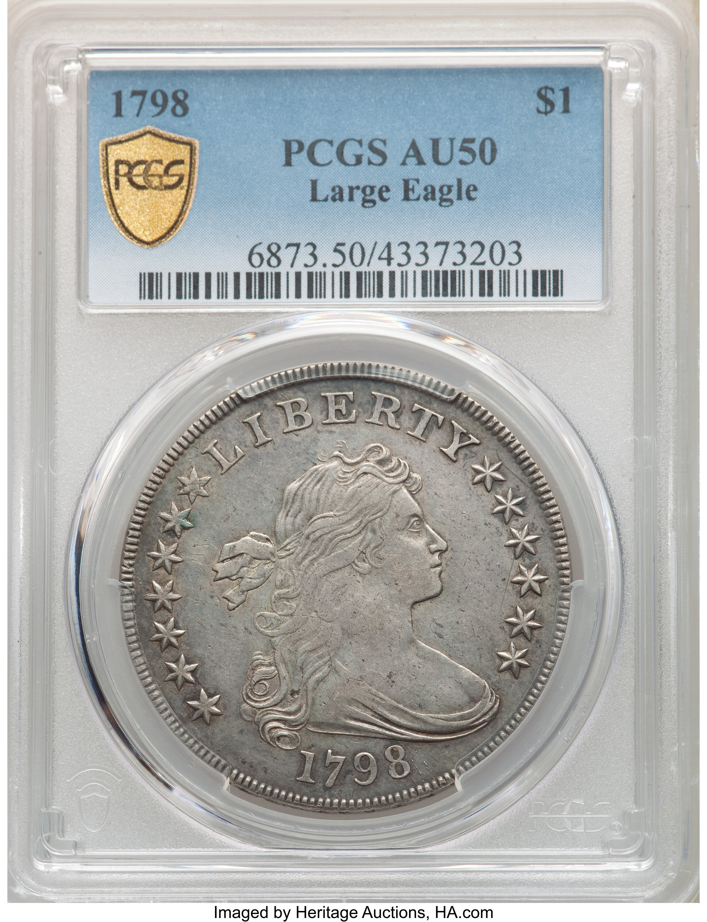 1798 $1  Large Eagle, Pointed 9, 5 Berries, B-24, BB-124 MS62 CAC thumbnail 20