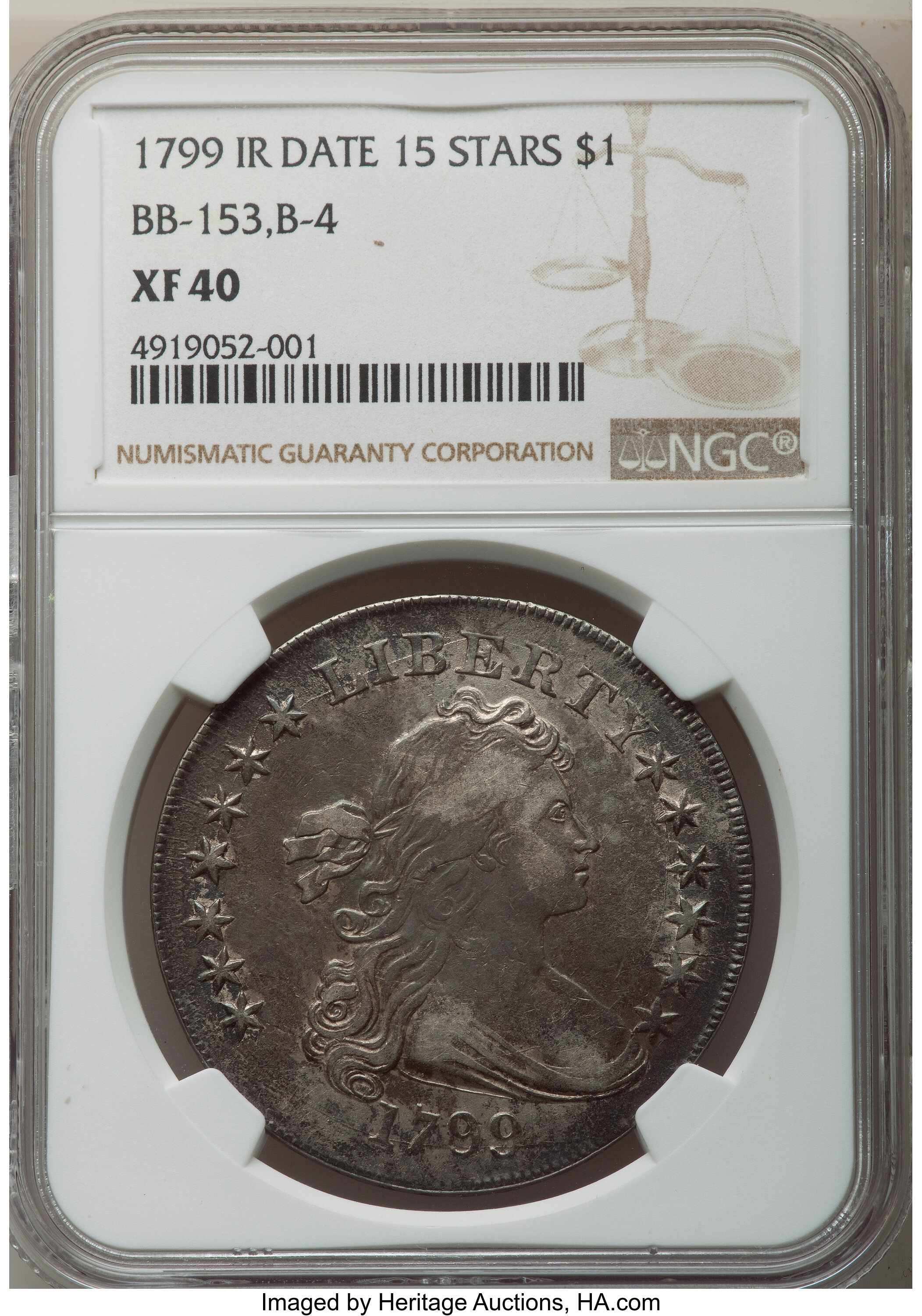 1799 $1  Irregular Date, 15 Stars MS60 CAC thumbnail 20